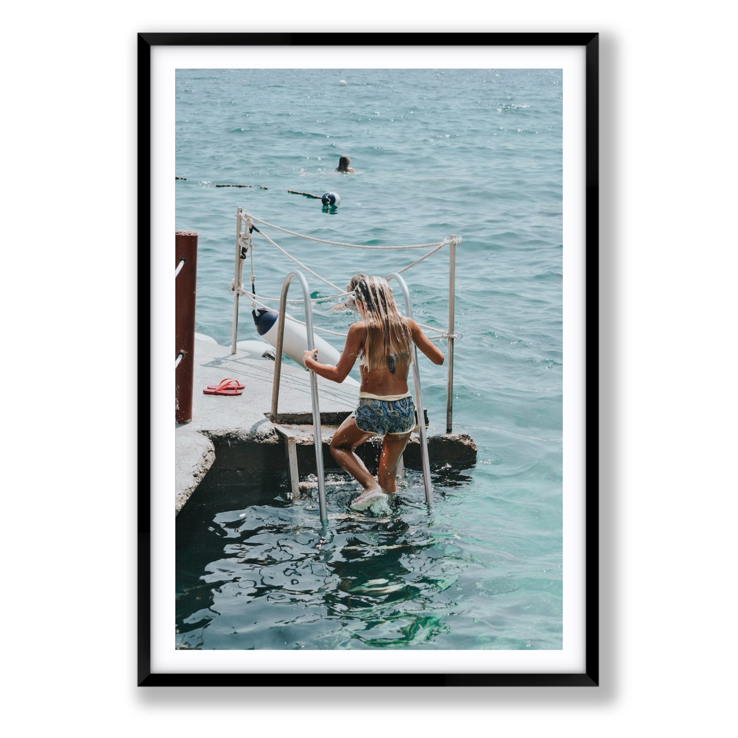 Little Mermaid Capri Mediterranean wall art Statement fine art print in black frame with matboard