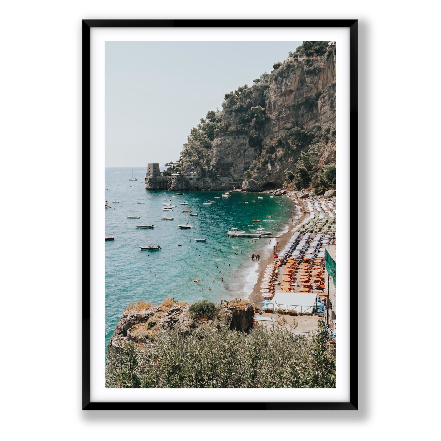 Baia dei Sogni fine art print, Positano, Italy, Statement, Black Frame · Matboard, Fine Art Print