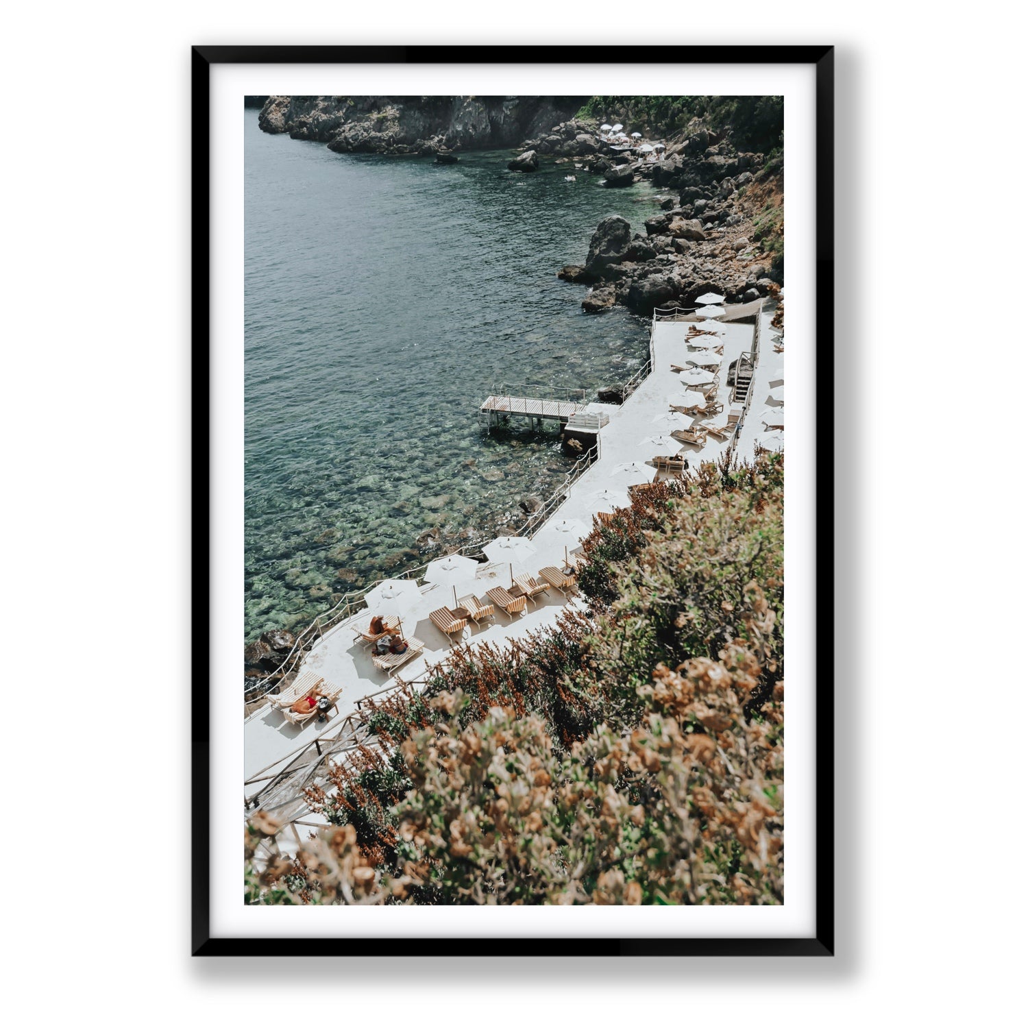 Go Beyond The Postcard Tuscany coastal wall art Statement fine art print in black frame with matboard