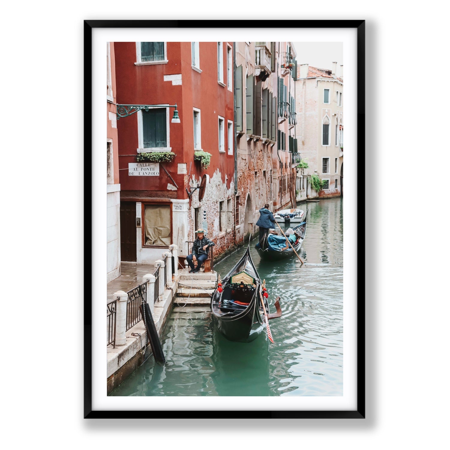 The Merchant Venice Canal Italian wall art Statement fine art print in black frame with matboard