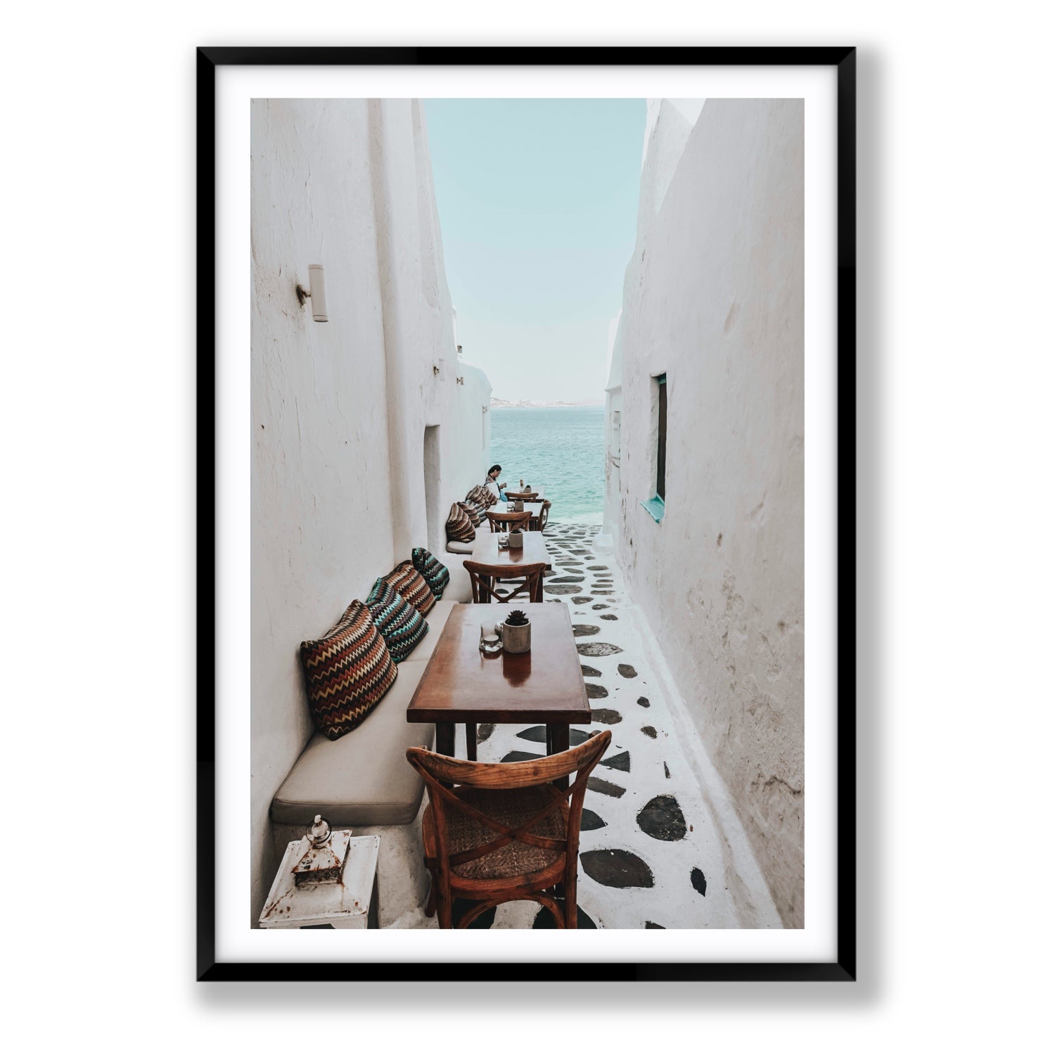 Trip Down Memory Lane fine art print, Mykonos, Greece, Statement, Black Frame · Matboard, Fine Art Print