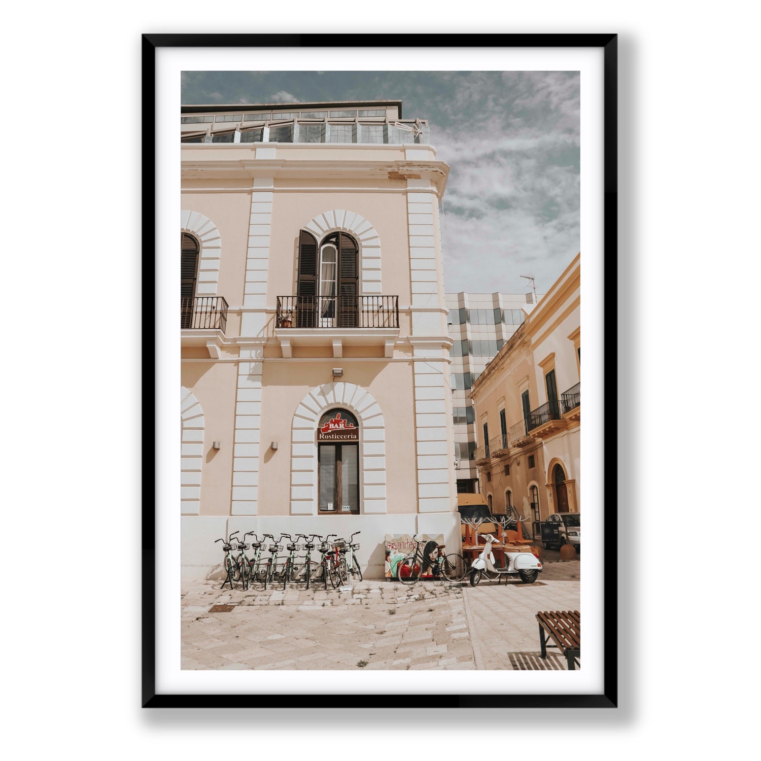 Rosticceria Puglia Italian wall art Statement fine art print in black frame with matboard