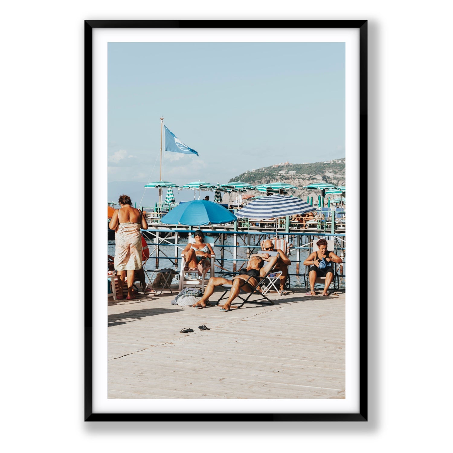 The Golden Years Sorrento Italian wall art Statement fine art print in black frame with matboard