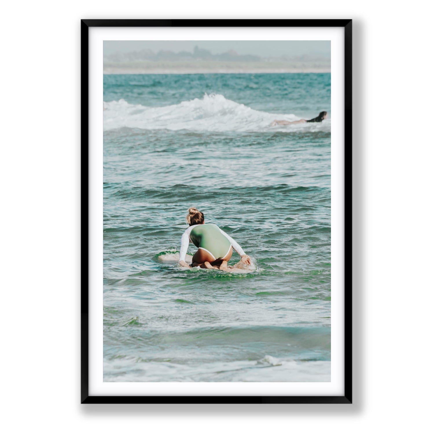 Quincy Byron Bay Surf coastal wall art Statement fine art print in black frame with matboard
