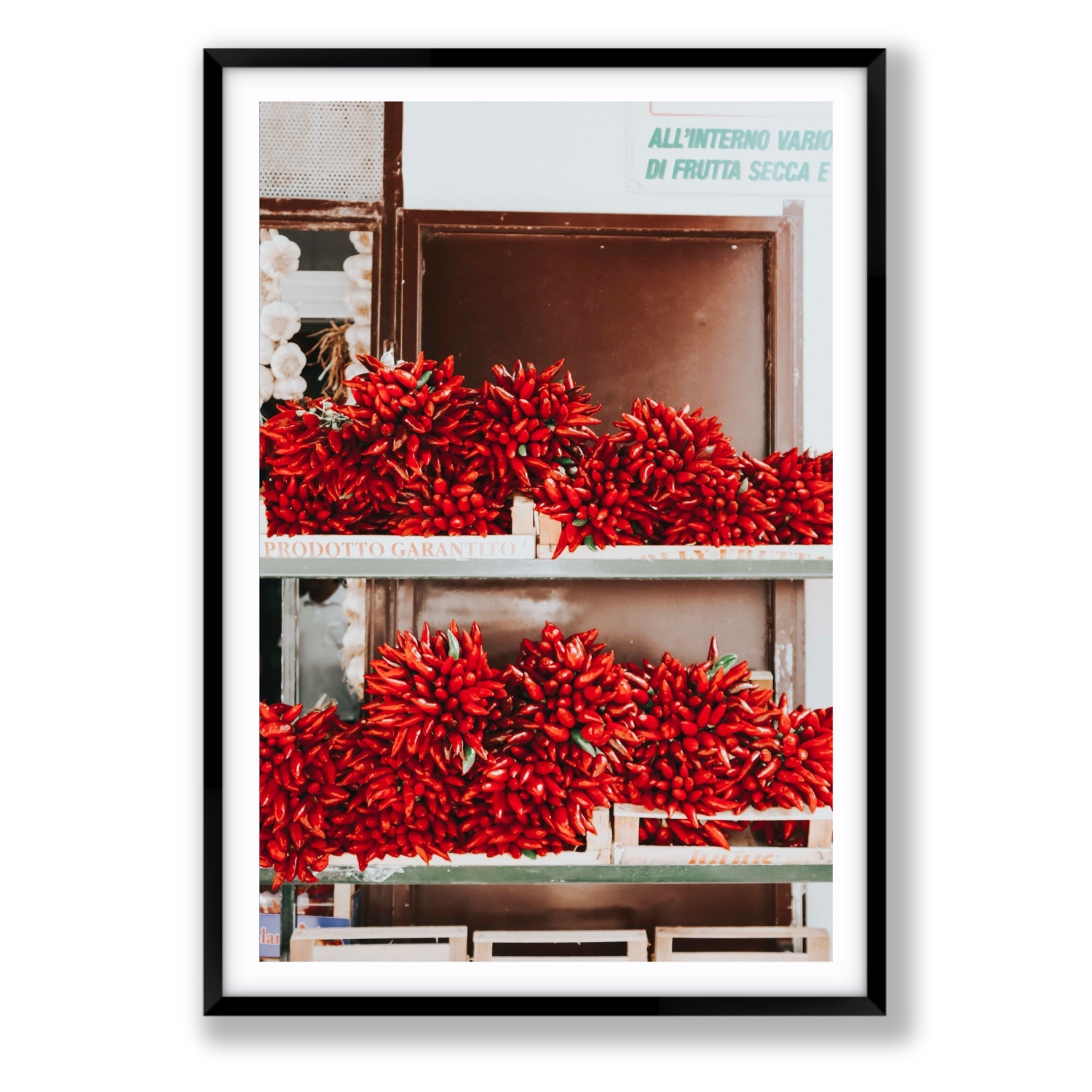 Hot Harvest Puglia Italian wall art Statement fine art print in black frame with matboard