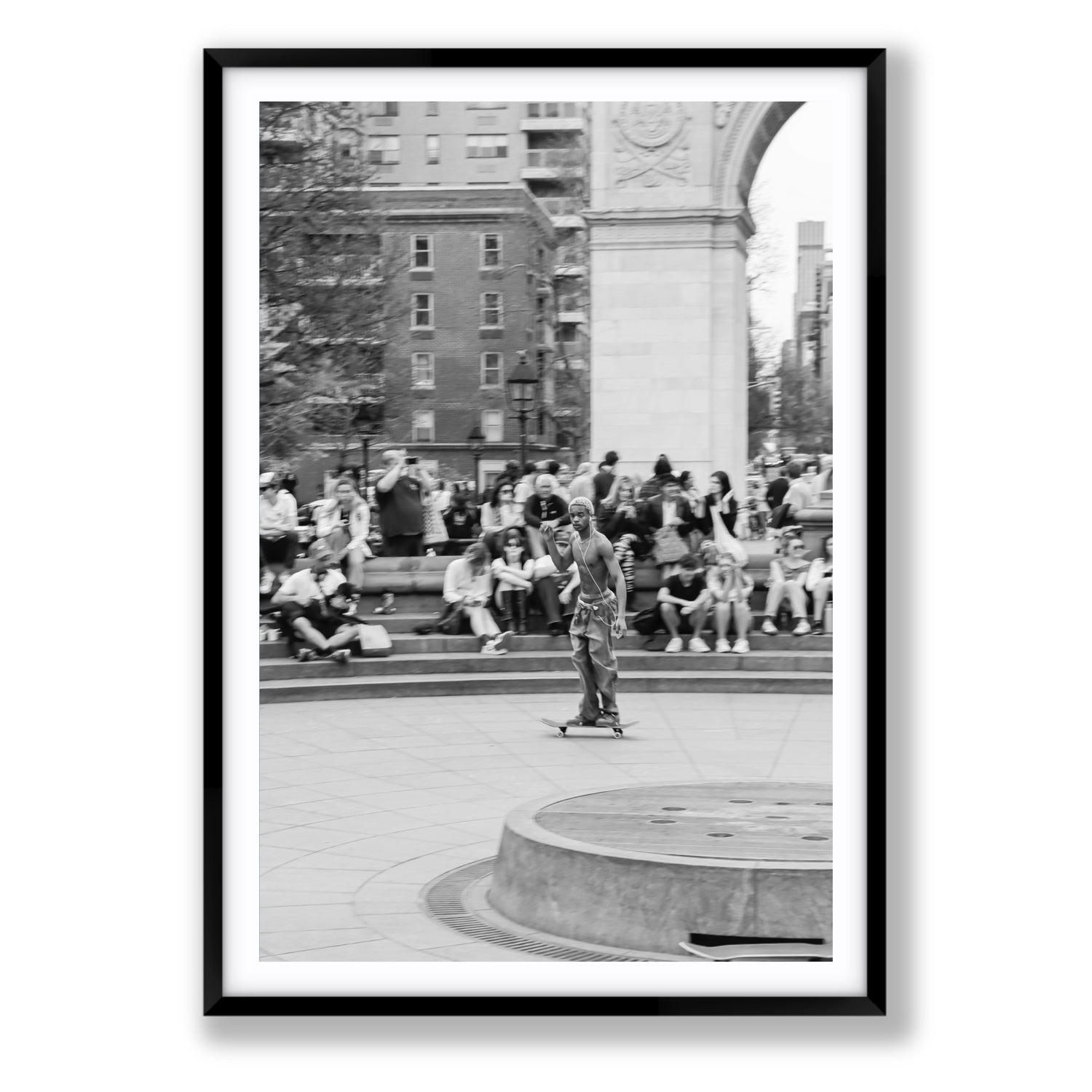 Parkside Pirouettes New York NYC Black & White wall art Statement fine art print in black frame with matboard