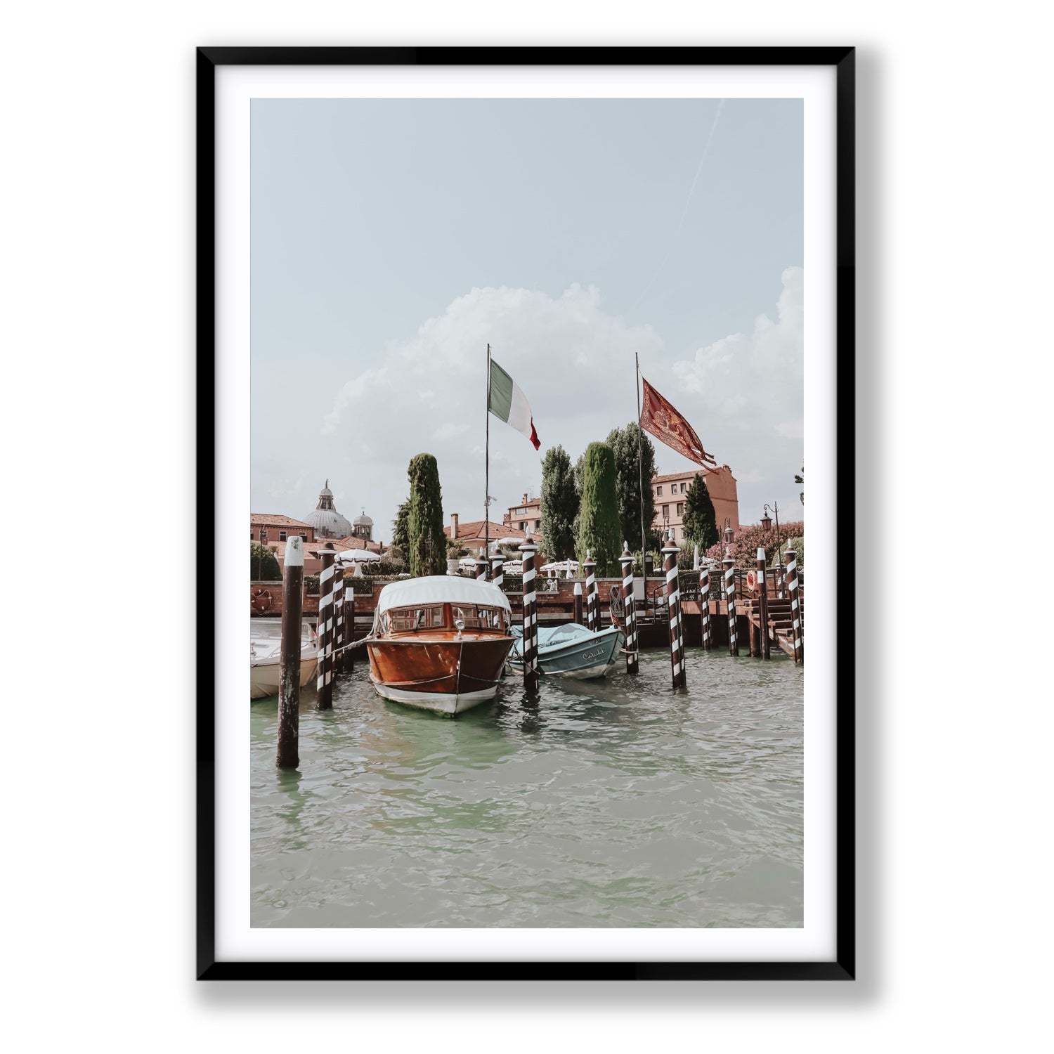 Cipriani Venice wall art Statement fine art print in black frame with matboard