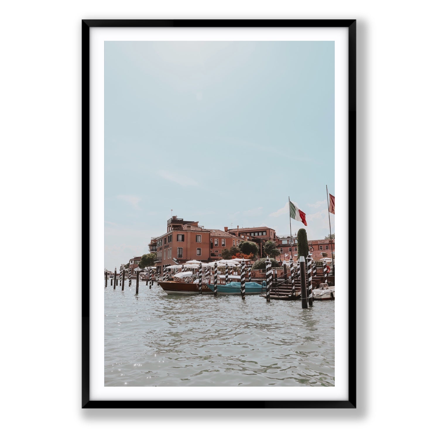 Giudecca Island Venice wall art Statement fine art print in black frame with matboard