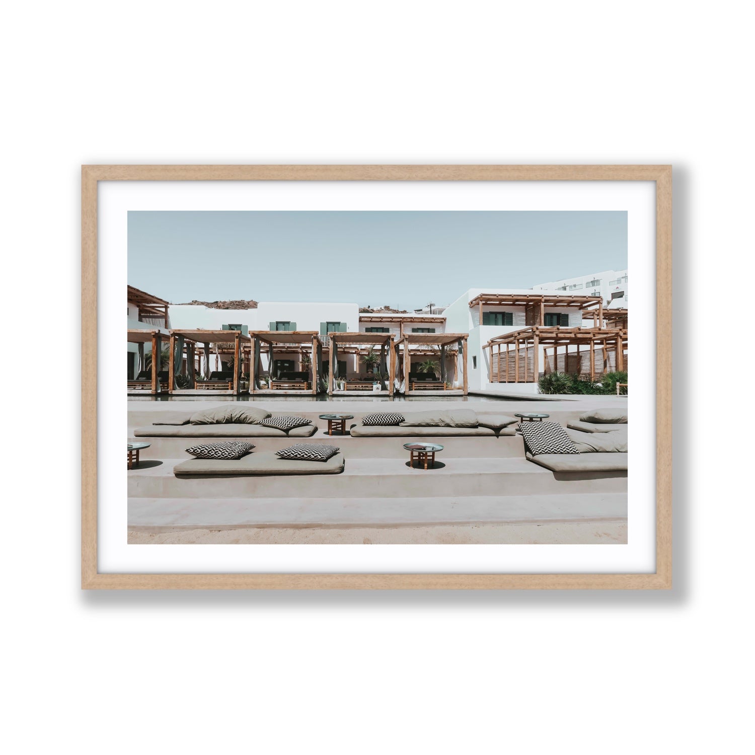 Platis Gialos fine art print, Mykonos, Greece, Giant, Natural Oak Frame · Matboard, Fine Art Print
