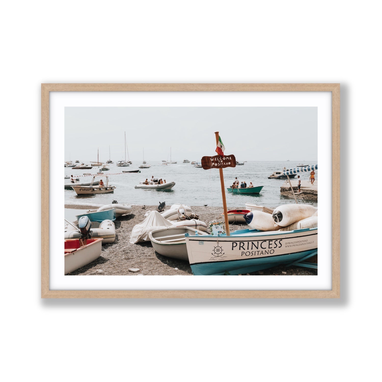 Princess Positano fine art print, Positano, Italy, Giant, Natural Oak Frame · Matboard, Fine Art Print