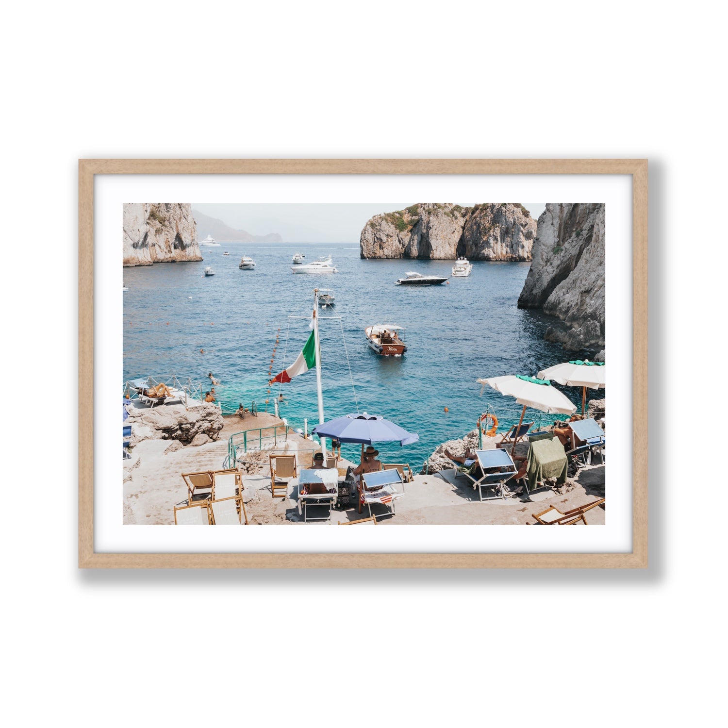Smooth Sailing fine art print, Capri, Italy, Giant, Natural Oak Frame · Matboard, Fine Art Print
