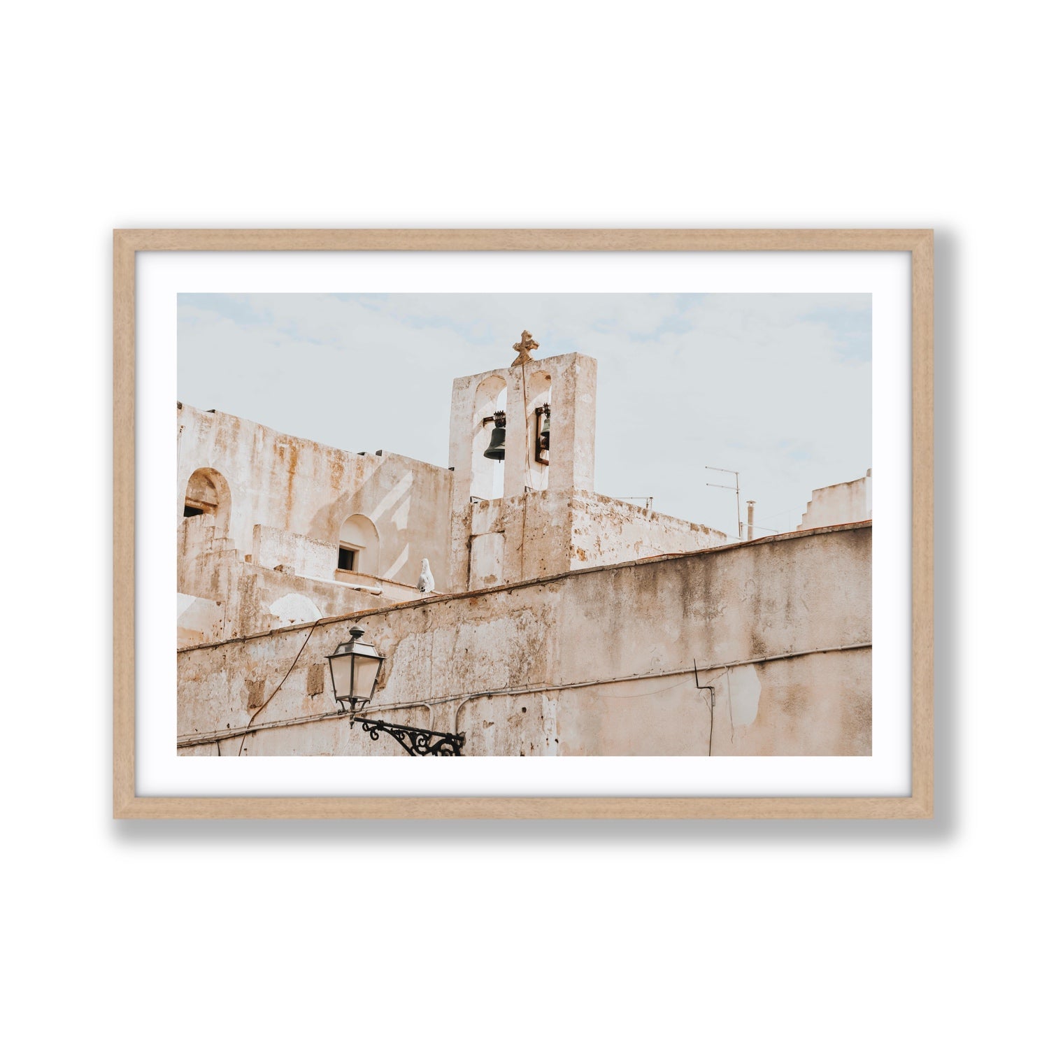 Ancient Bells Puglia Gallipoli Italian wall art Giant fine art print in natural oak frame with matboard