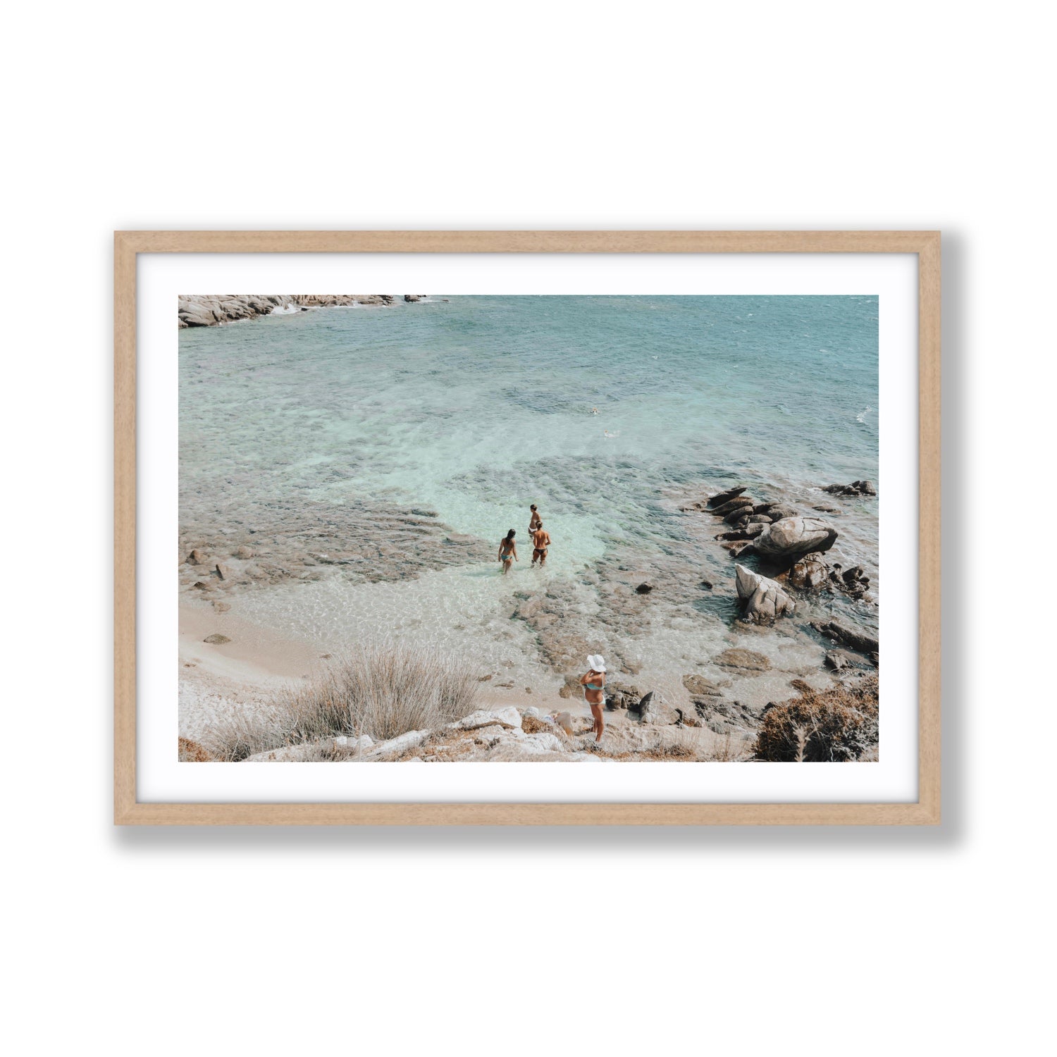 Easy On The Eyes Mykonos Greek island wall art Giant fine art print in natural oak frame with matboard