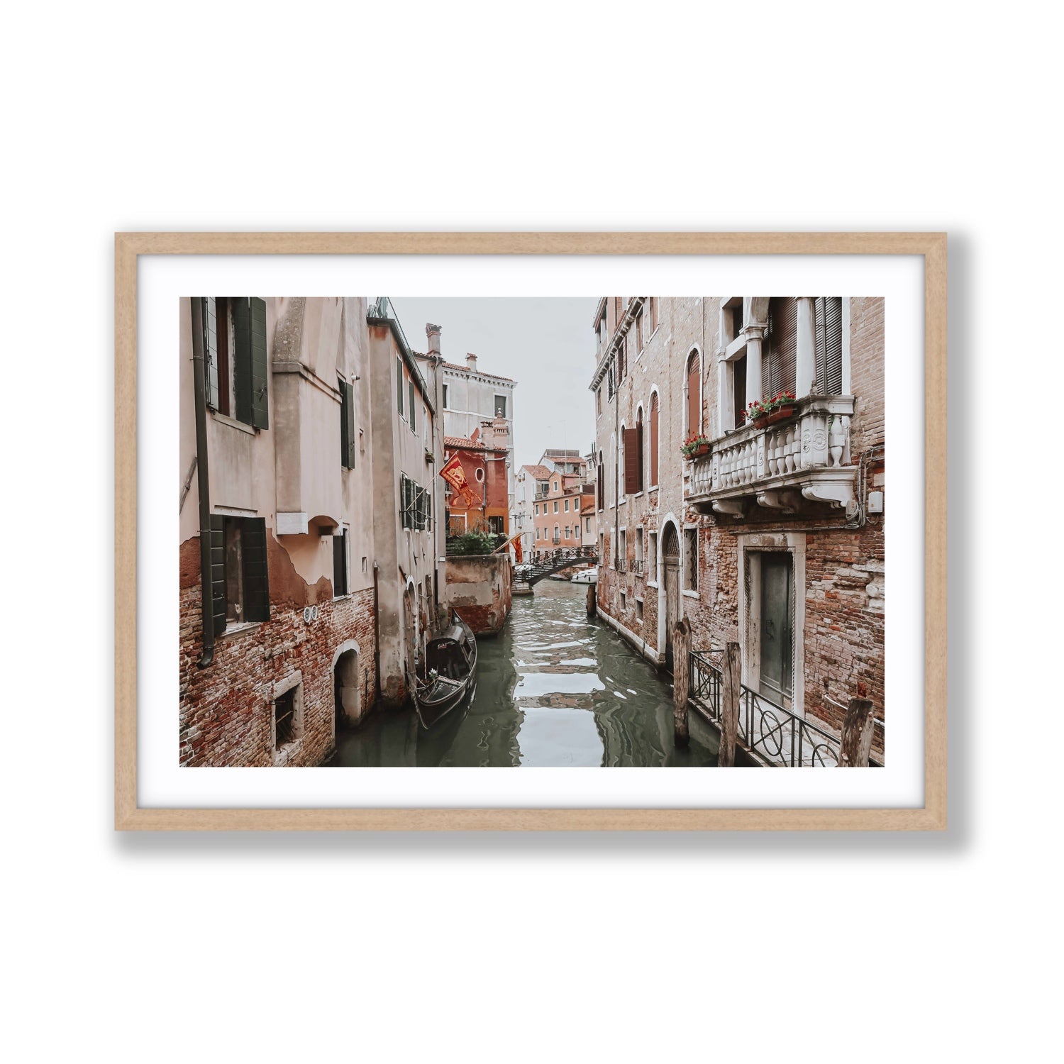 Venetian Gothic Venice Canal Italian wall art Giant fine art print in natural oak frame with matboard