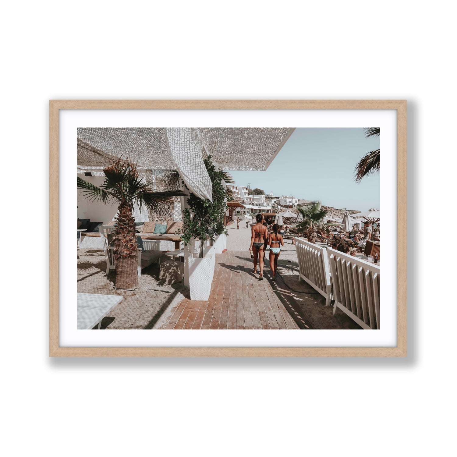 Mitera Kori Mykonos Greek island wall art Giant fine art print in natural oak frame with matboard