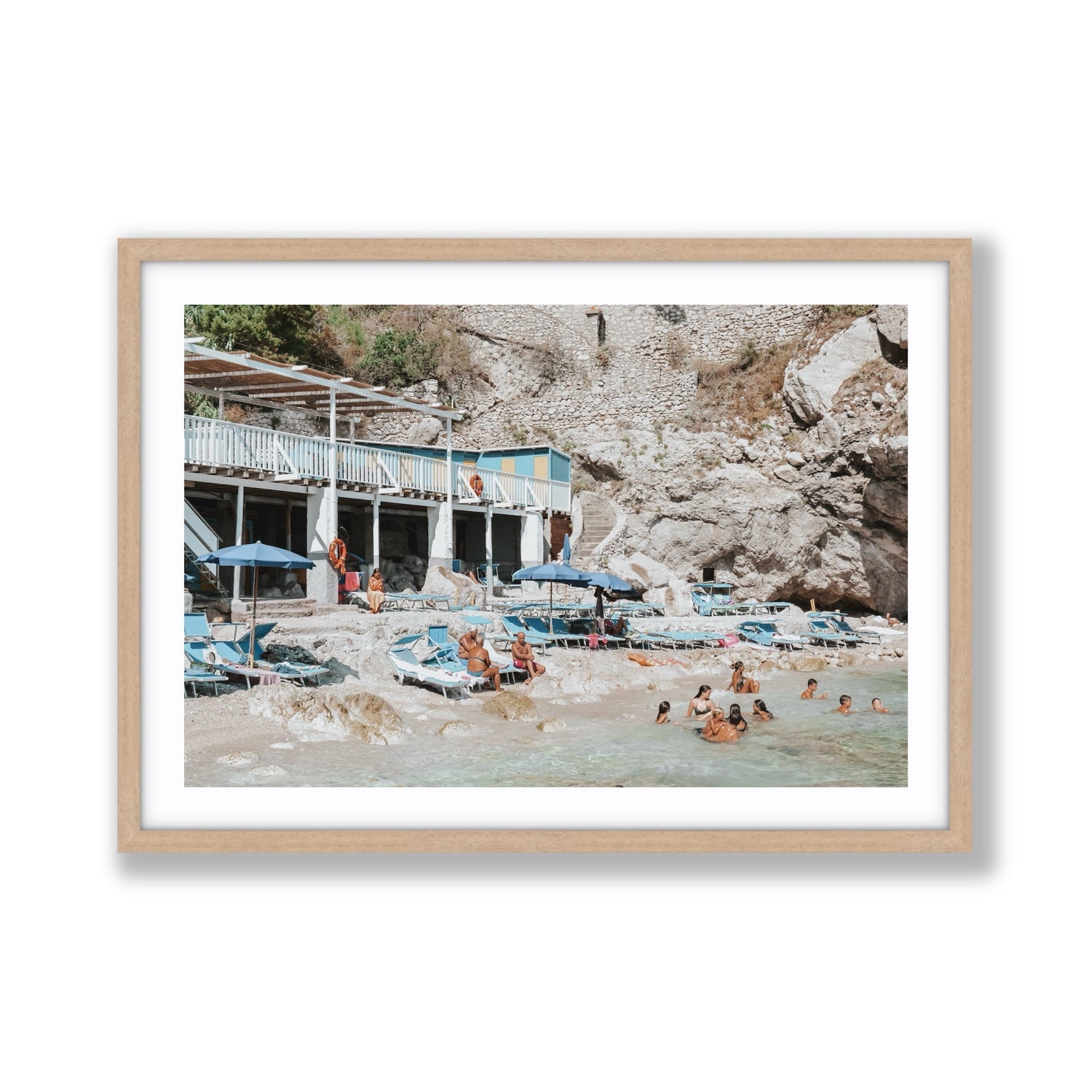 Beachside Bronze fine art print, Capri, Italy, Giant, Natural Oak Frame · Matboard, Fine Art Print
