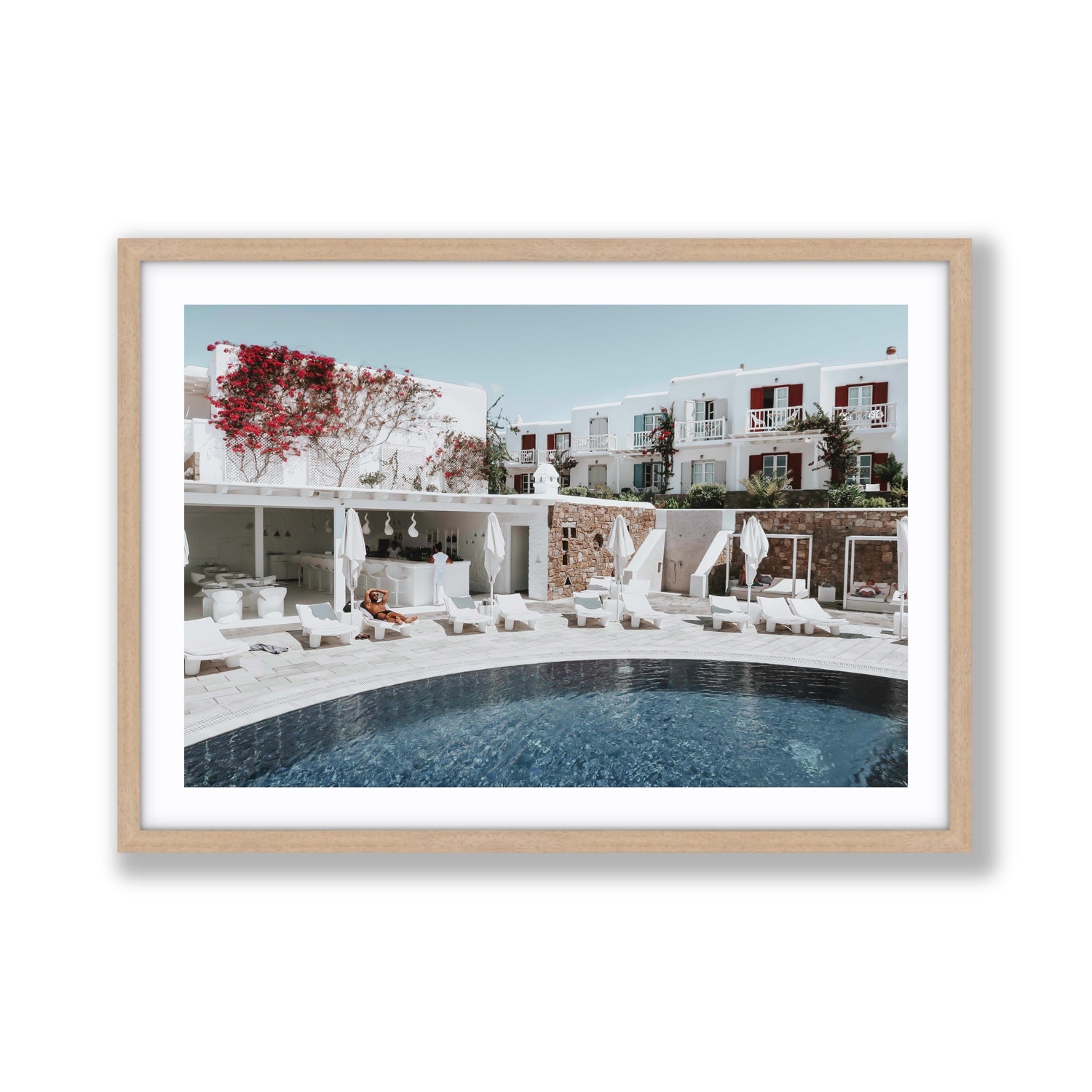 Got The First Lounge fine art print, Mykonos, Greece, Giant, Natural Oak Frame · Matboard, Fine Art Print