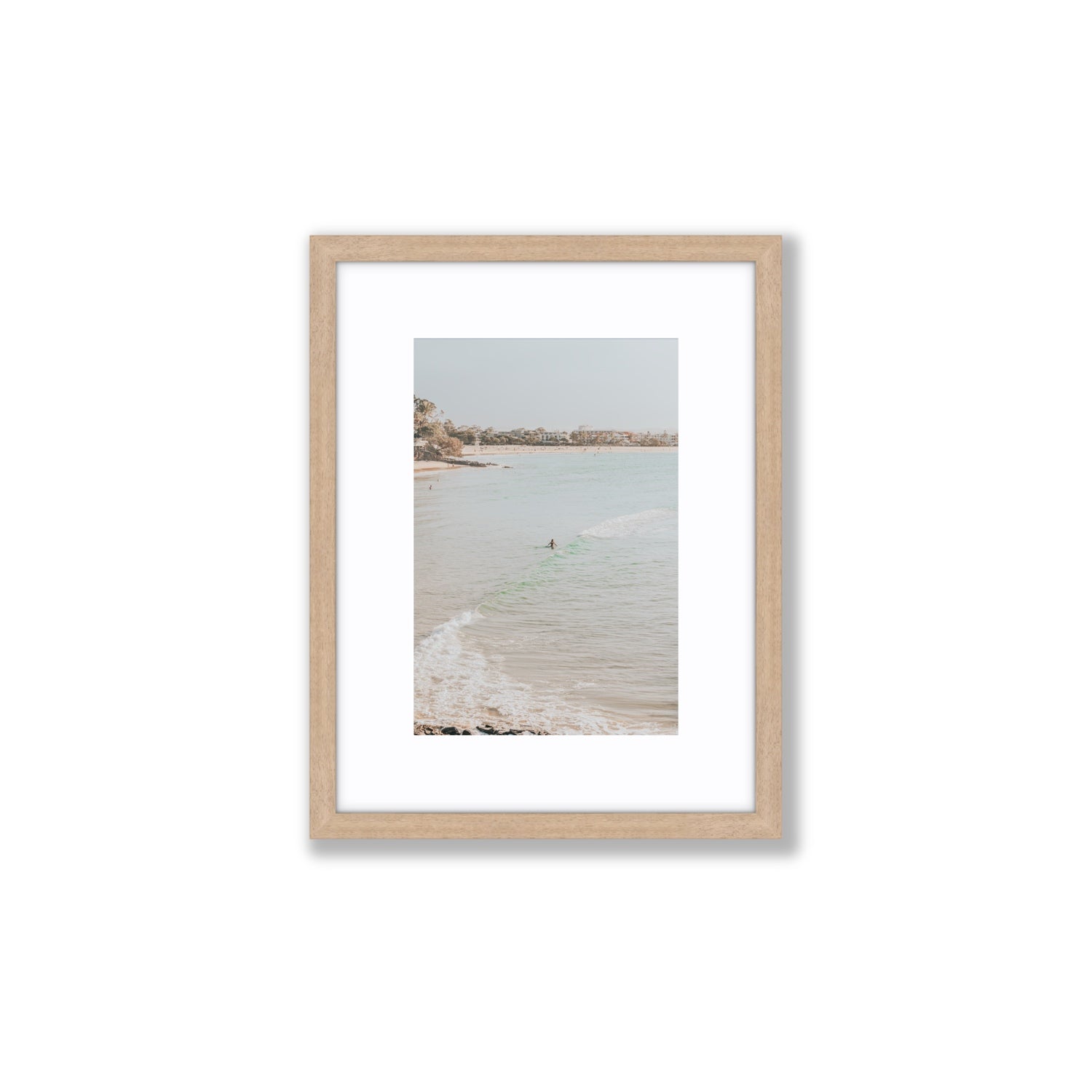 Salt Reverie fine art print, Noosa, Australia, coastal scenes artwork, Small, Natural Oak Frame · Matboard, Fine Art Print