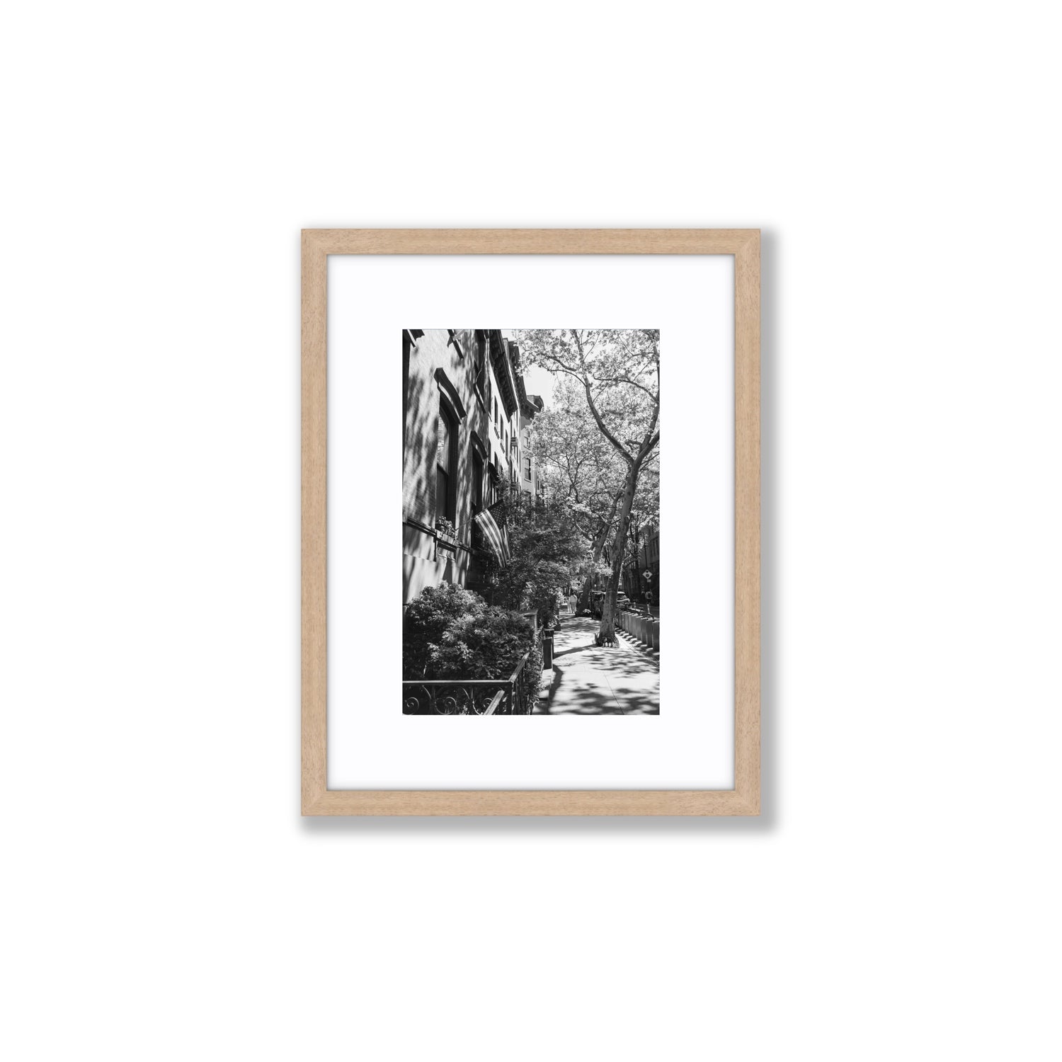 Urban Patriotism New York NYC Black & White wall art Small fine art print in natural oak frame with matboard