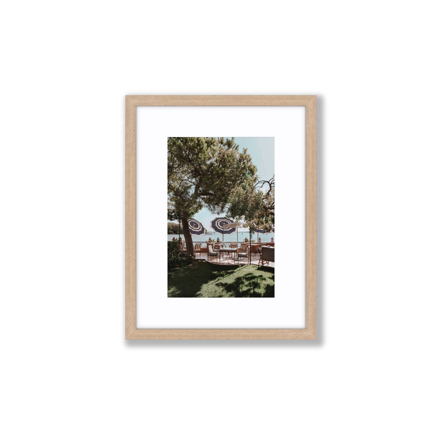 Tranquil Gardens Venice Italian wall art Small fine art print in natural oak frame with matboard