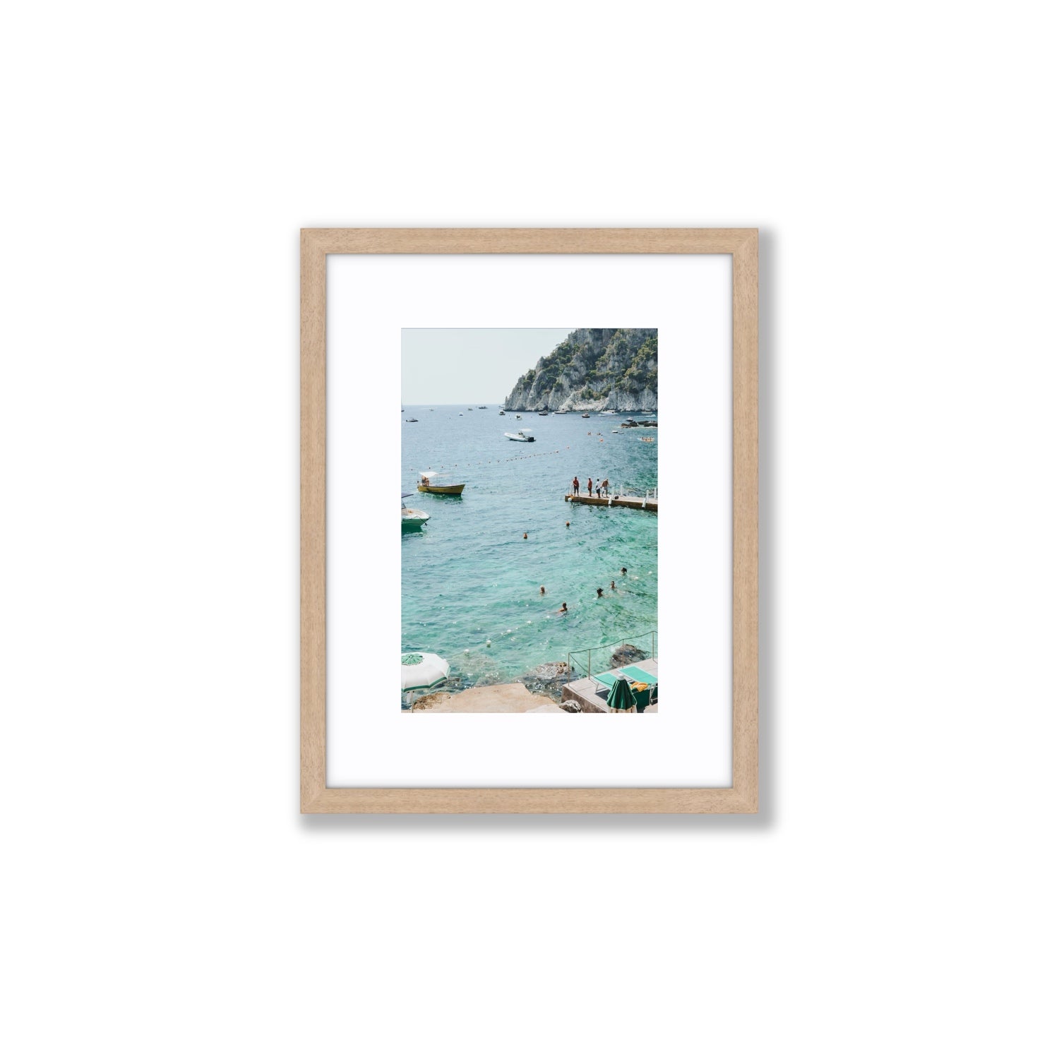 Delizia Pomeridiana Capri coastal wall art Small fine art print in natural oak frame with matboard