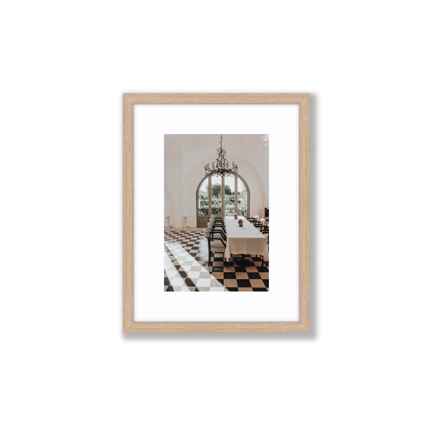 Sunbeam Feast Puglia Wall Italian fine art print Small fine art print in natural oak frame with matboard