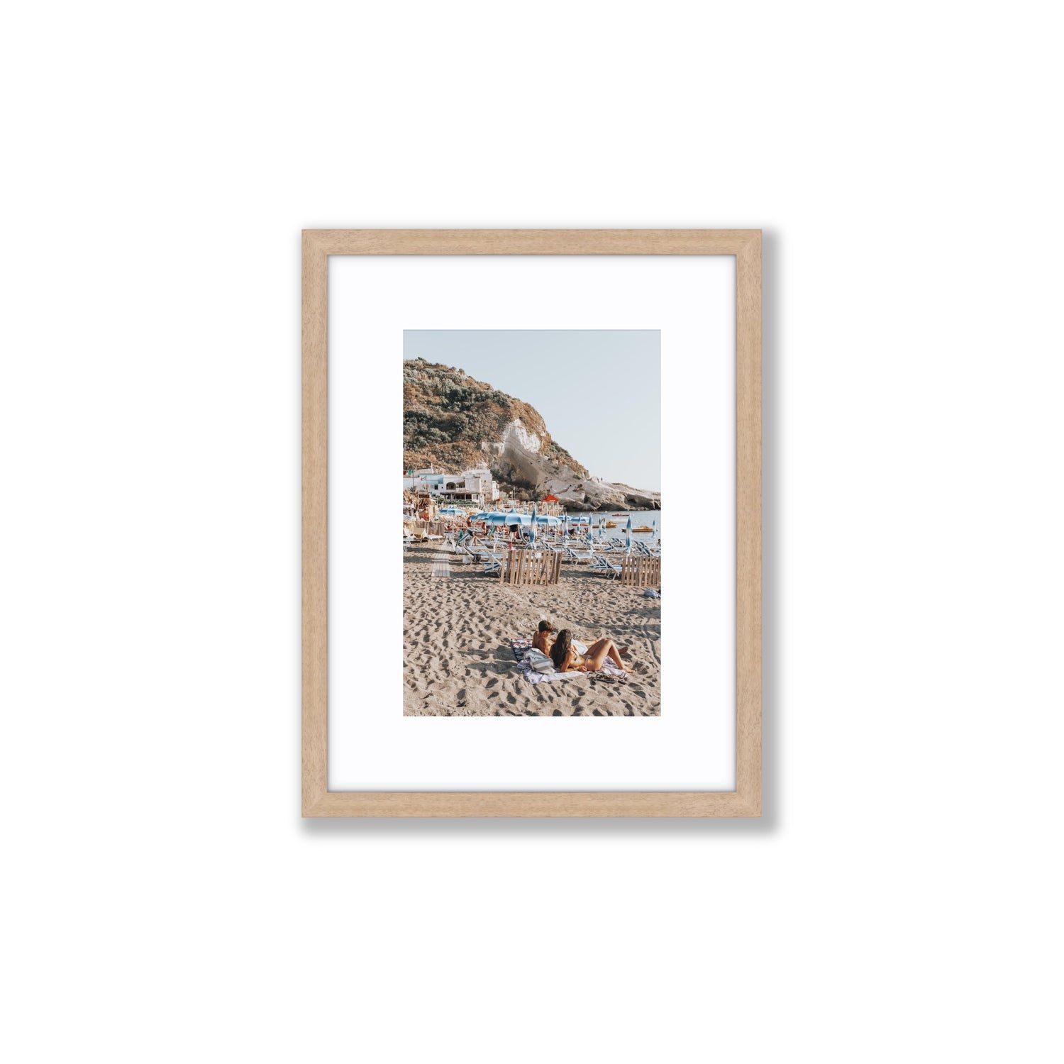 Beach Buddies fine art print, Ischia, Italy, Small, Natural Oak Frame · Matboard, Fine Art Print