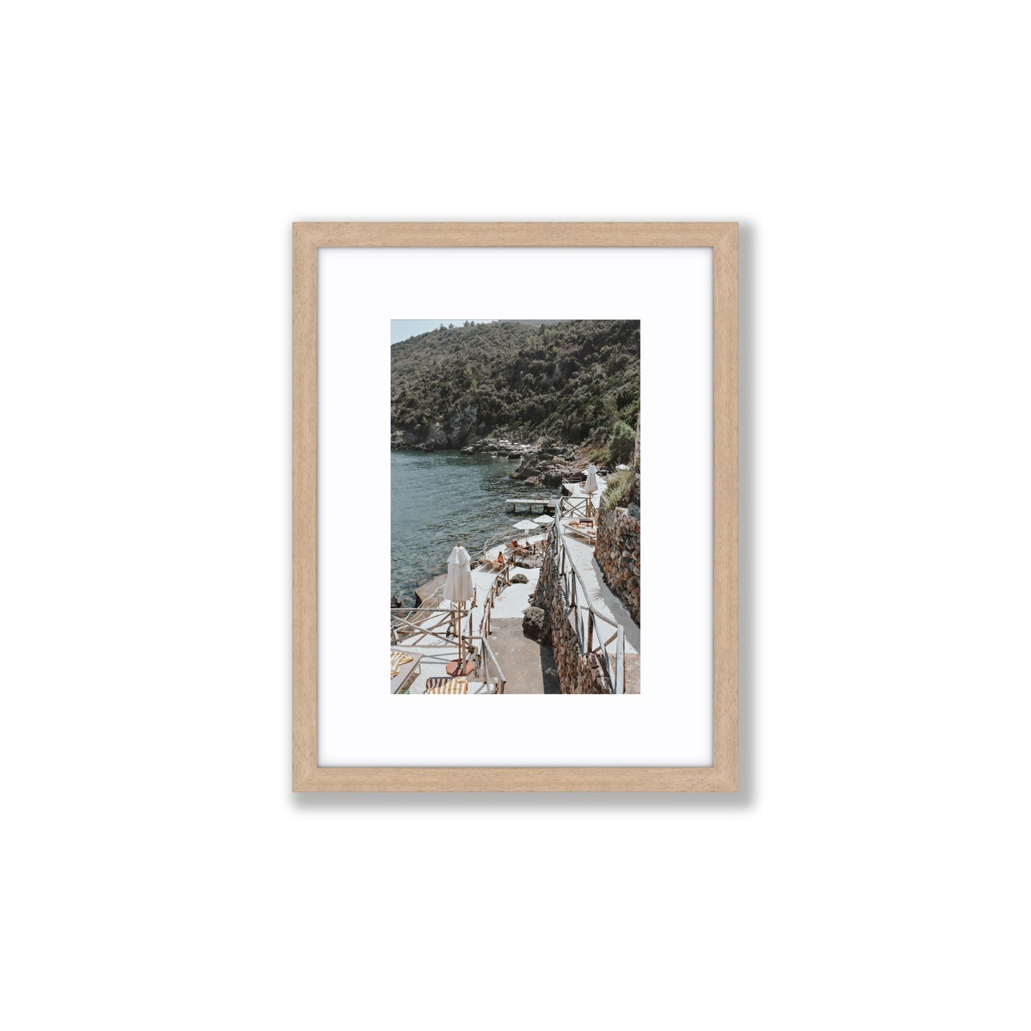 L'Estate Tuscany coastal Italian wall art Small fine art print in natural oak frame with matboard