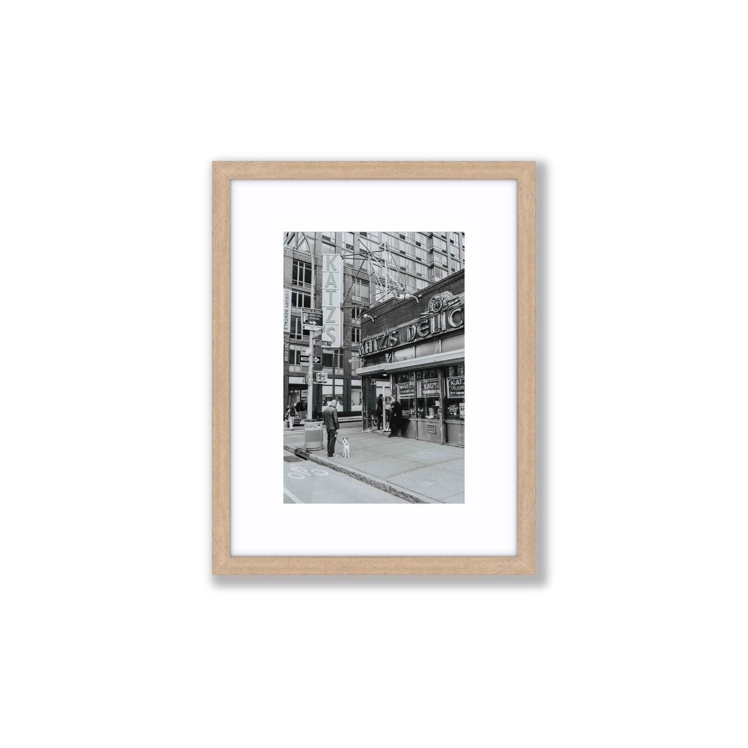 Graphite Gotham New York NYC Black & White wall art Small fine art print in natural oak frame with matboard