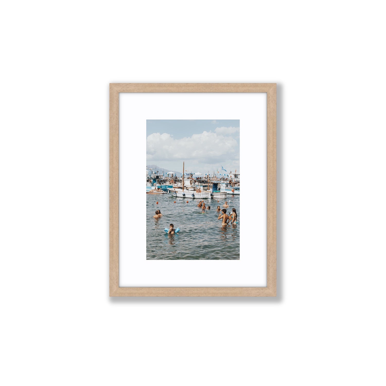 Vacanze Italiane Sorrento Italian coastal wall art Small fine art print in natural oak frame with matboard