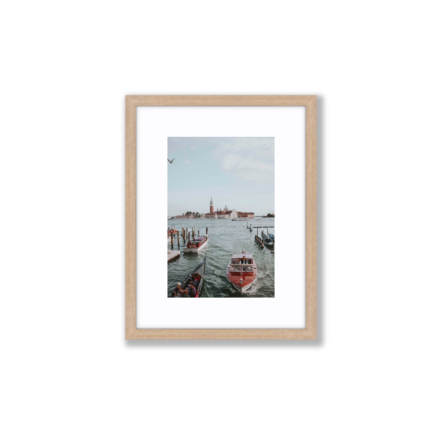 Galleggiante Venice Italian wall art Small fine art print in natural oak frame with matboard