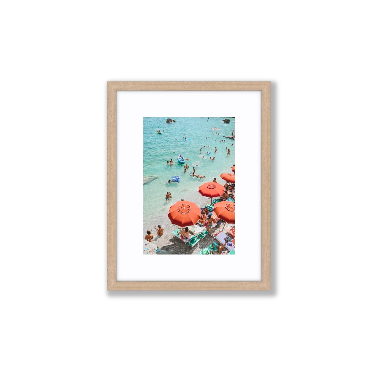 Easy Street Capri Italian beach wall art Small fine art print in natural oak frame with matboard