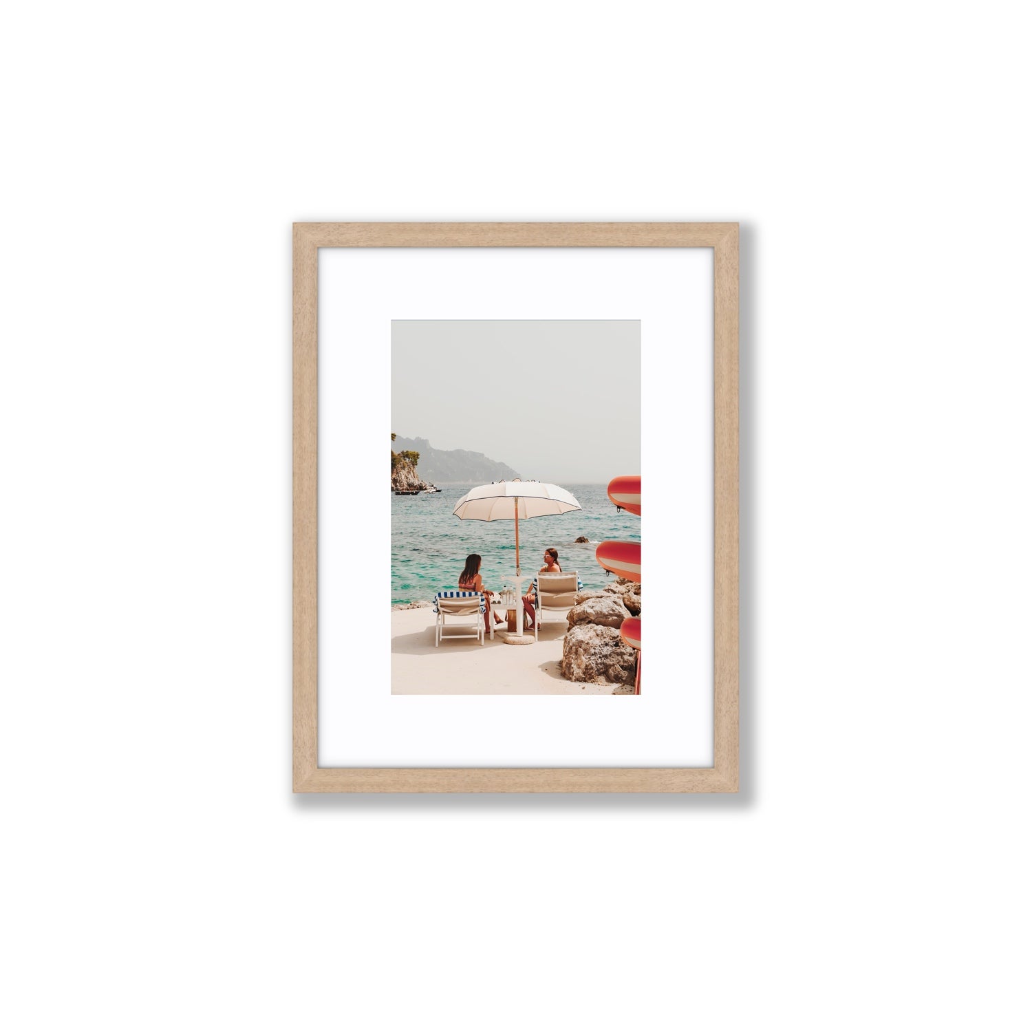 Salty Banter Amalfi Mediterranean wall art Small fine art print in natural oak frame with matboard
