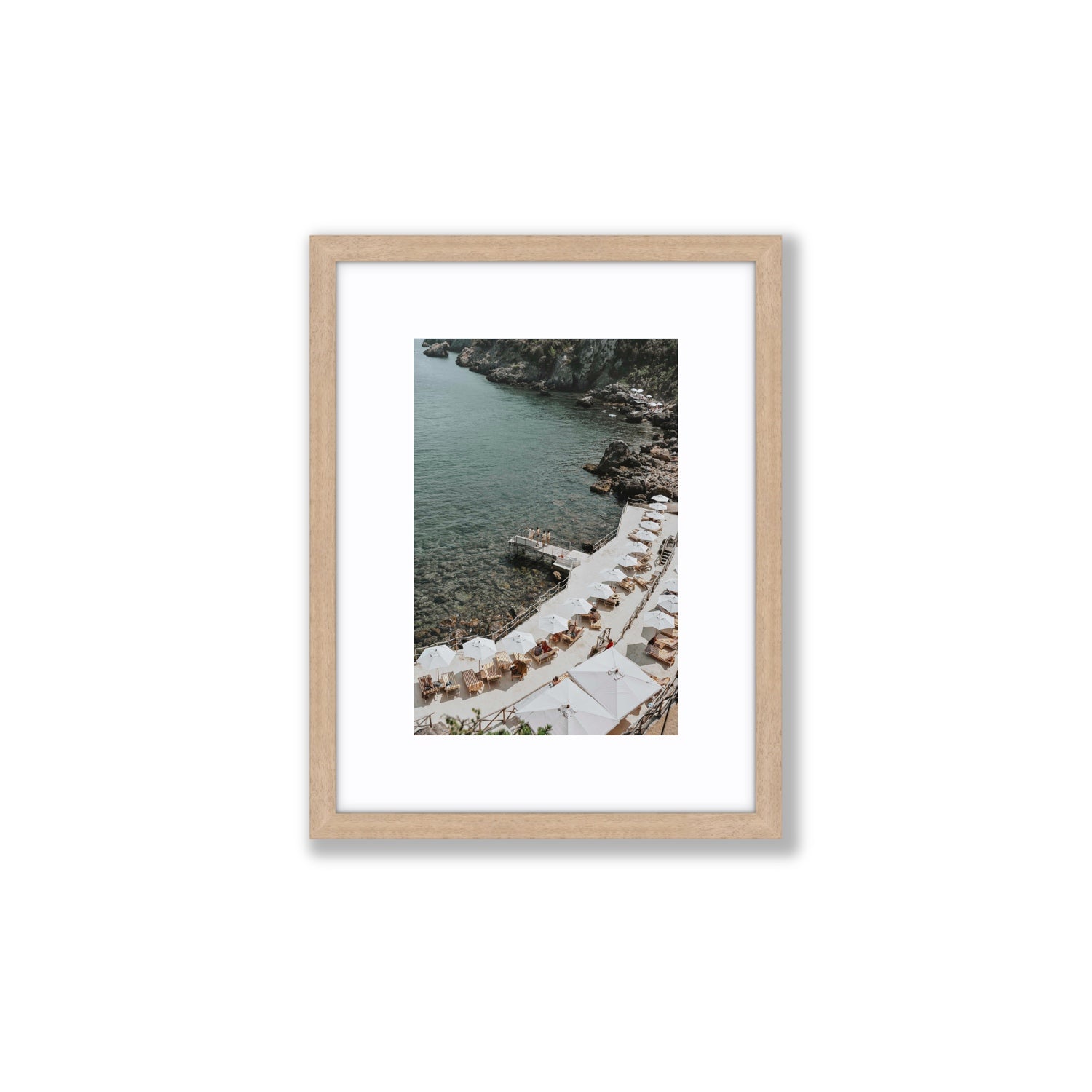 Pier Perspectives Tuscany coastal Italian wall art Small fine art print in natural oak frame with matboard