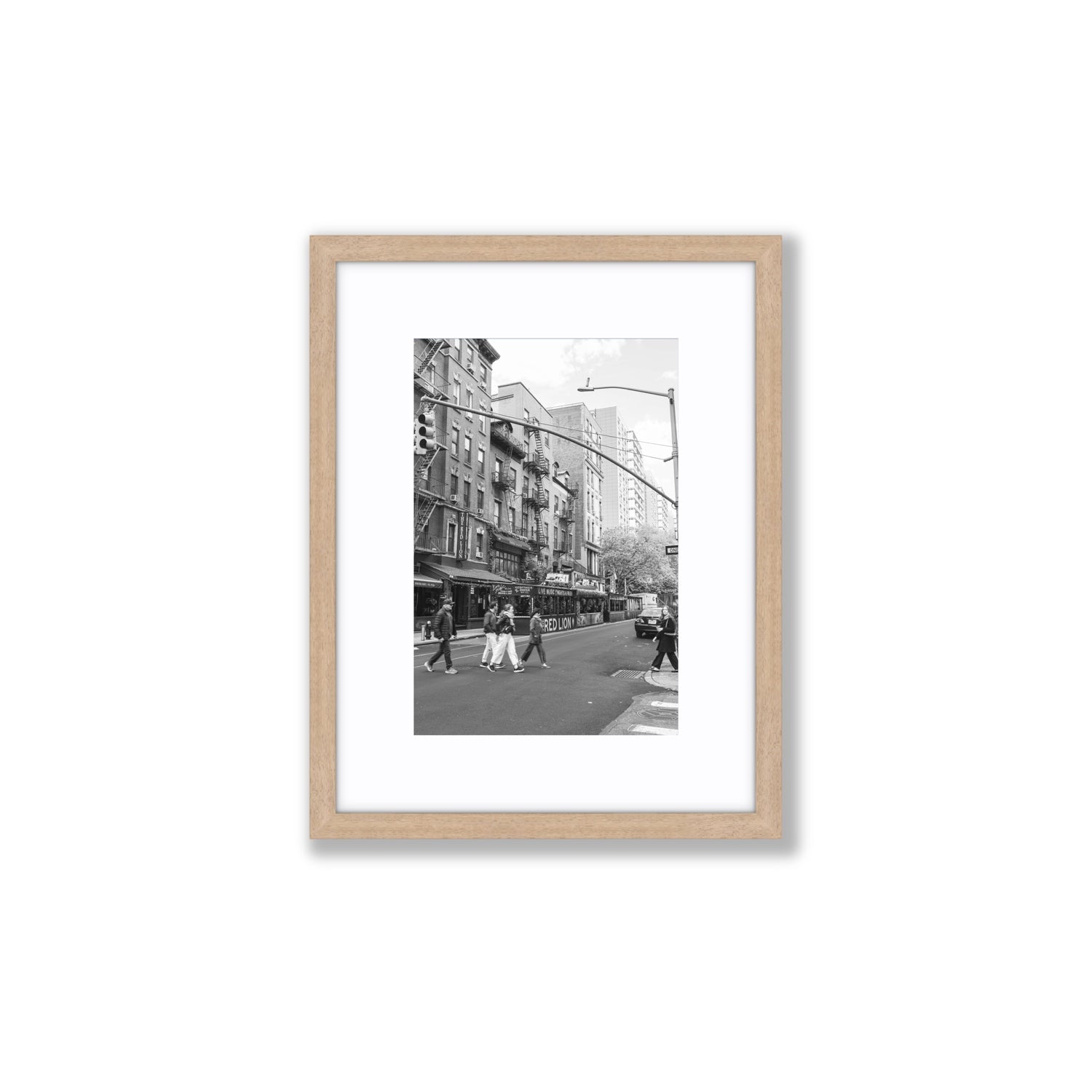 Spectral Streets New York NYC Black & White wall art Small fine art print in natural oak frame with matboard