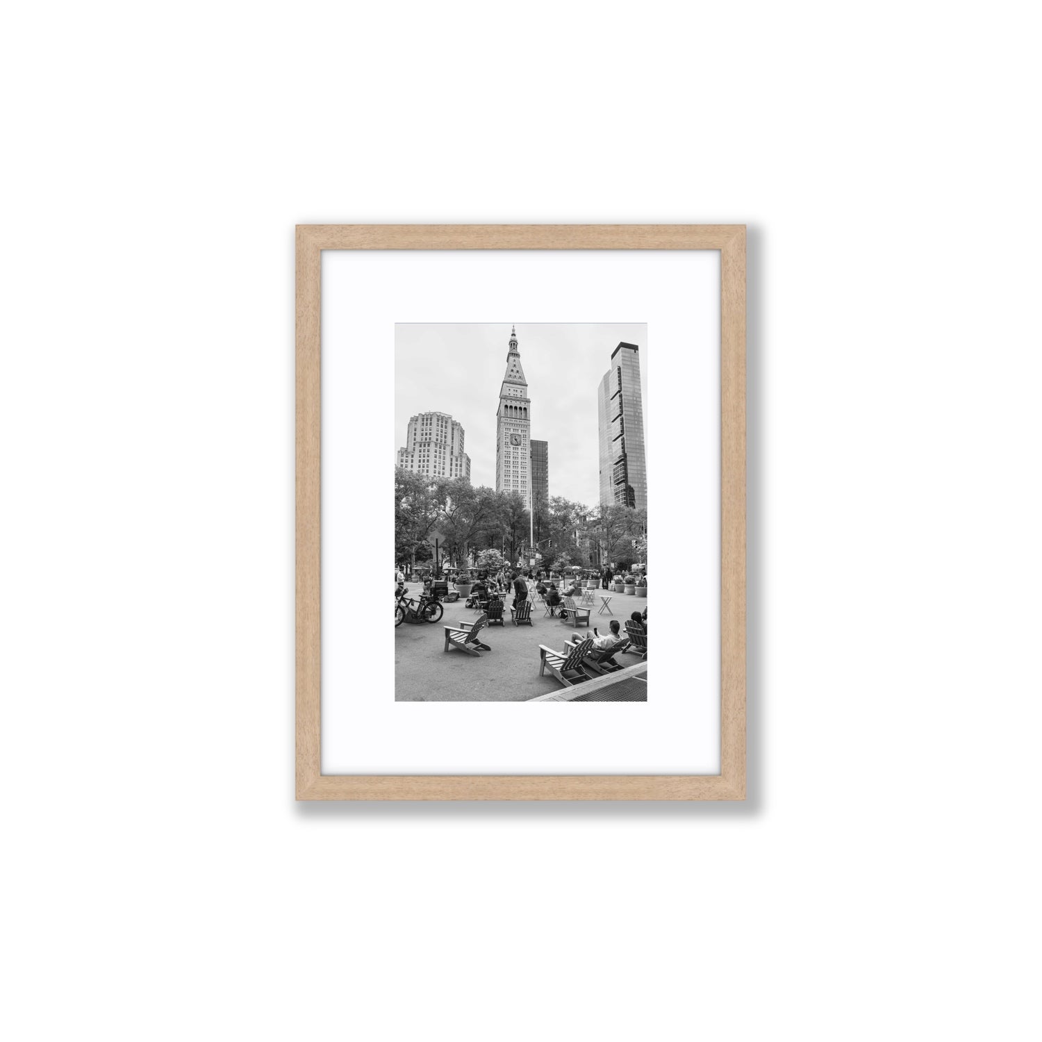 Timeless New York New York NYC Black & White wall art Small fine art print in natural oak frame with matboard