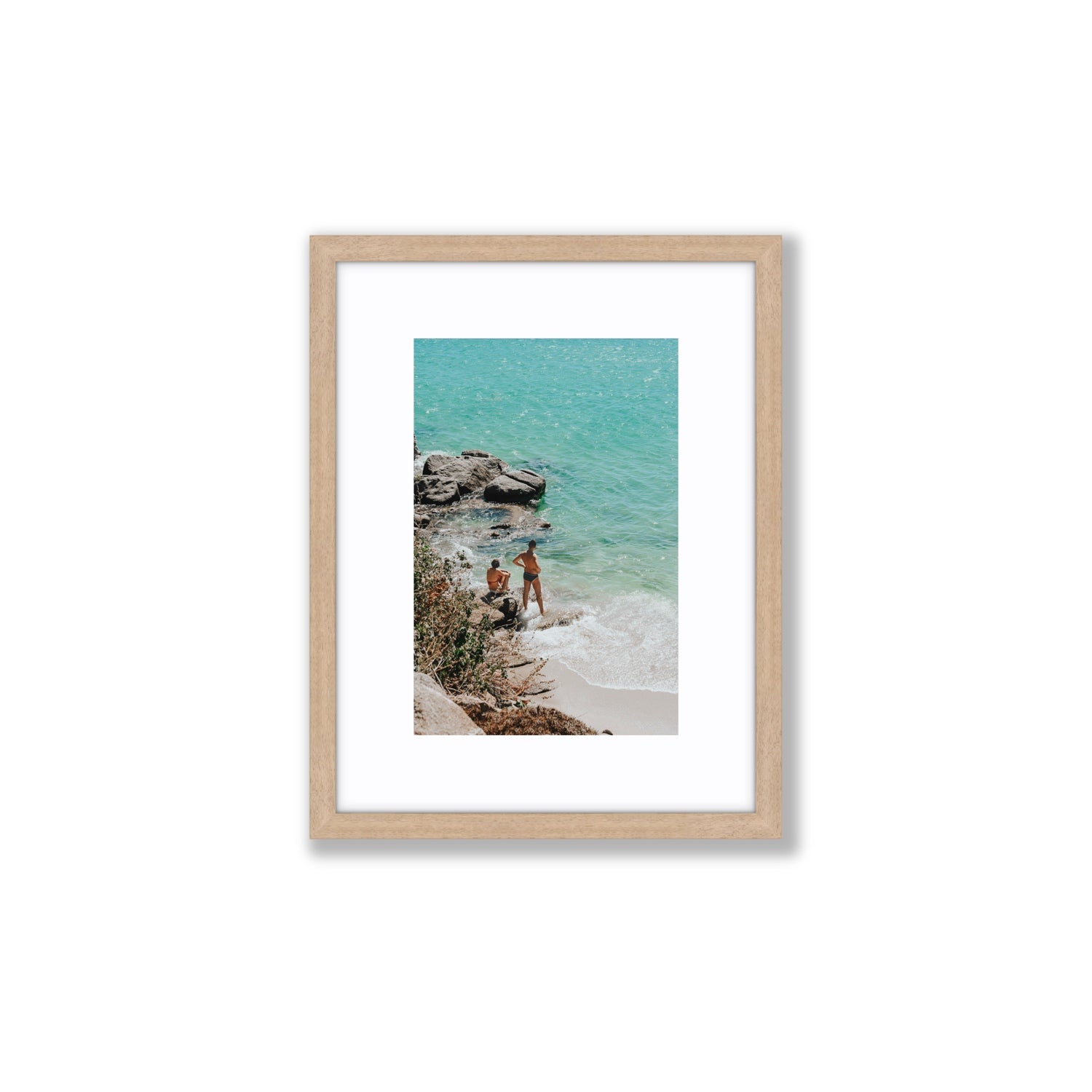 Scene Stealers Mykonos Greek island wall art Small fine art print in natural oak frame with matboard