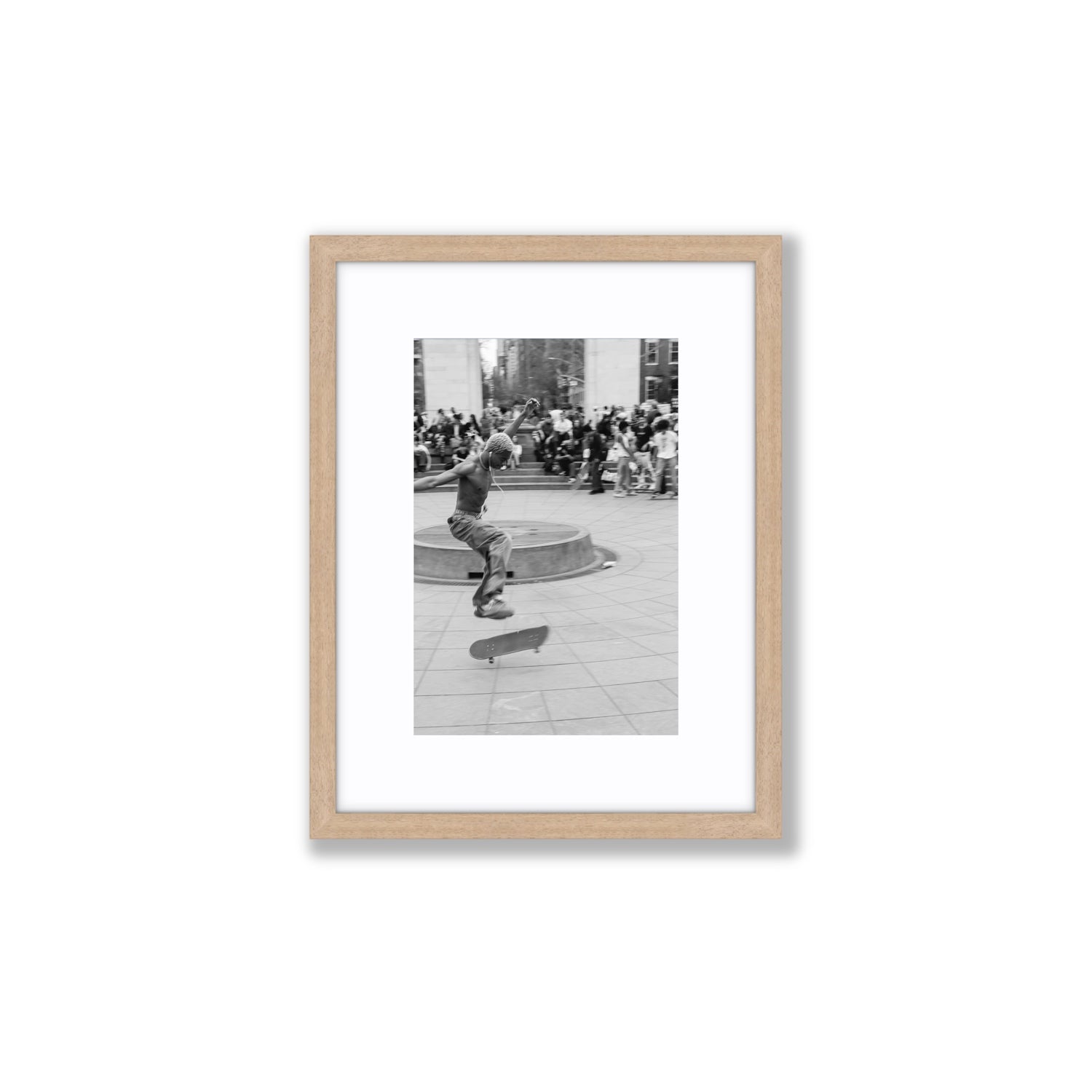 Airborne Rhythms New York NYC Black & White wall art Small fine art print in natural oak frame with matboard