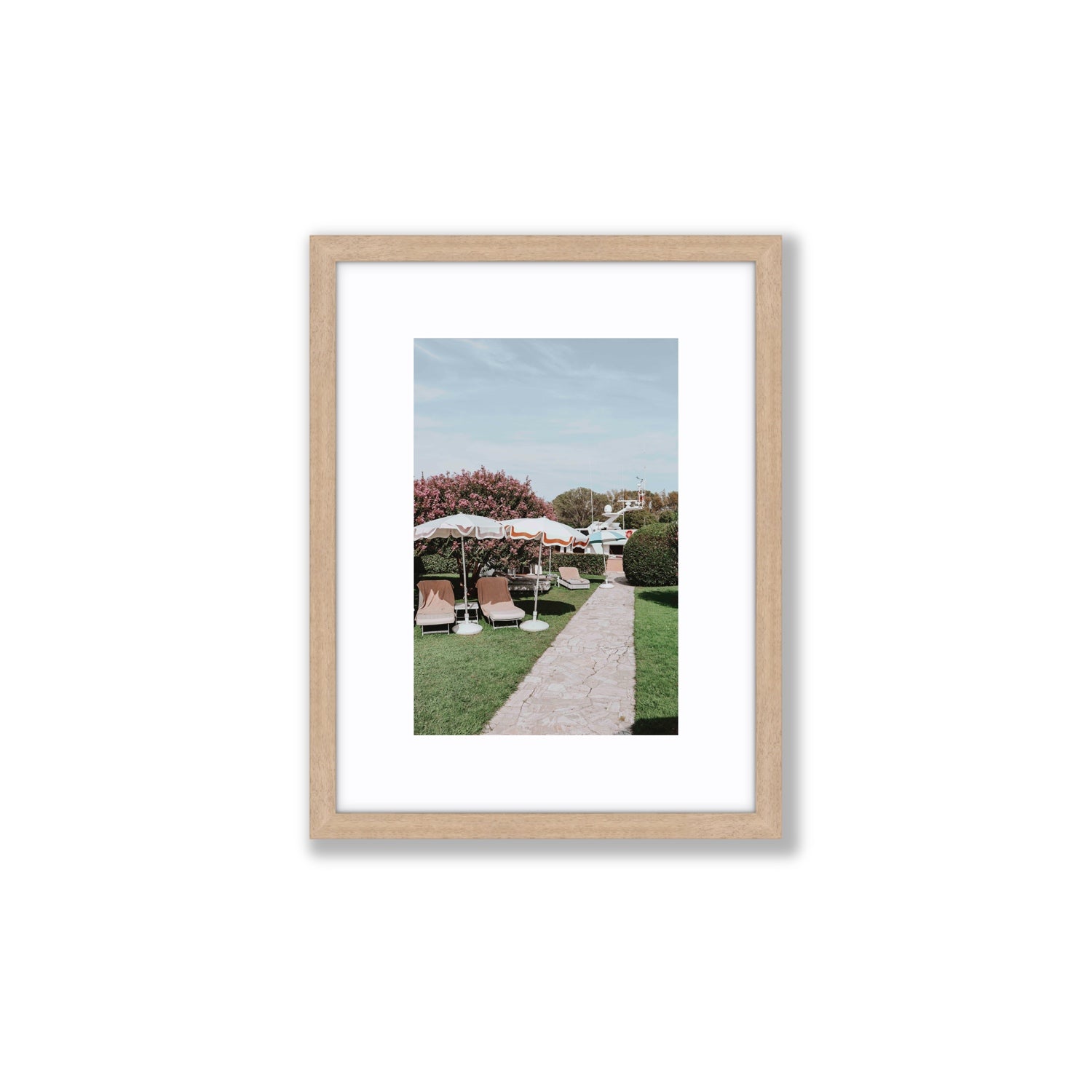A Bellini Awaits Venice Italian wall art Small fine art print in natural oak frame with matboard