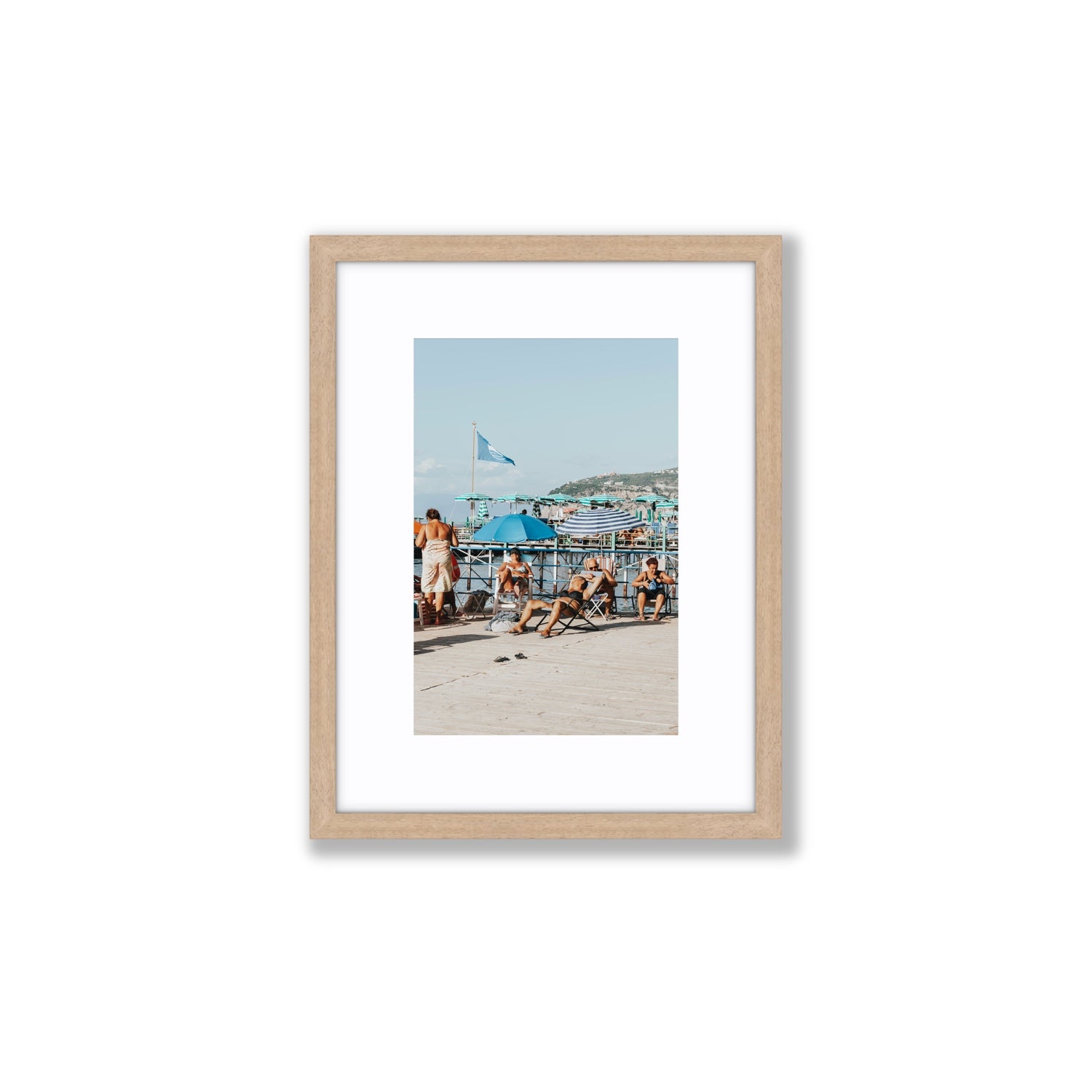 The Golden Years Sorrento Italian wall art Small fine art print in natural oak frame with matboard