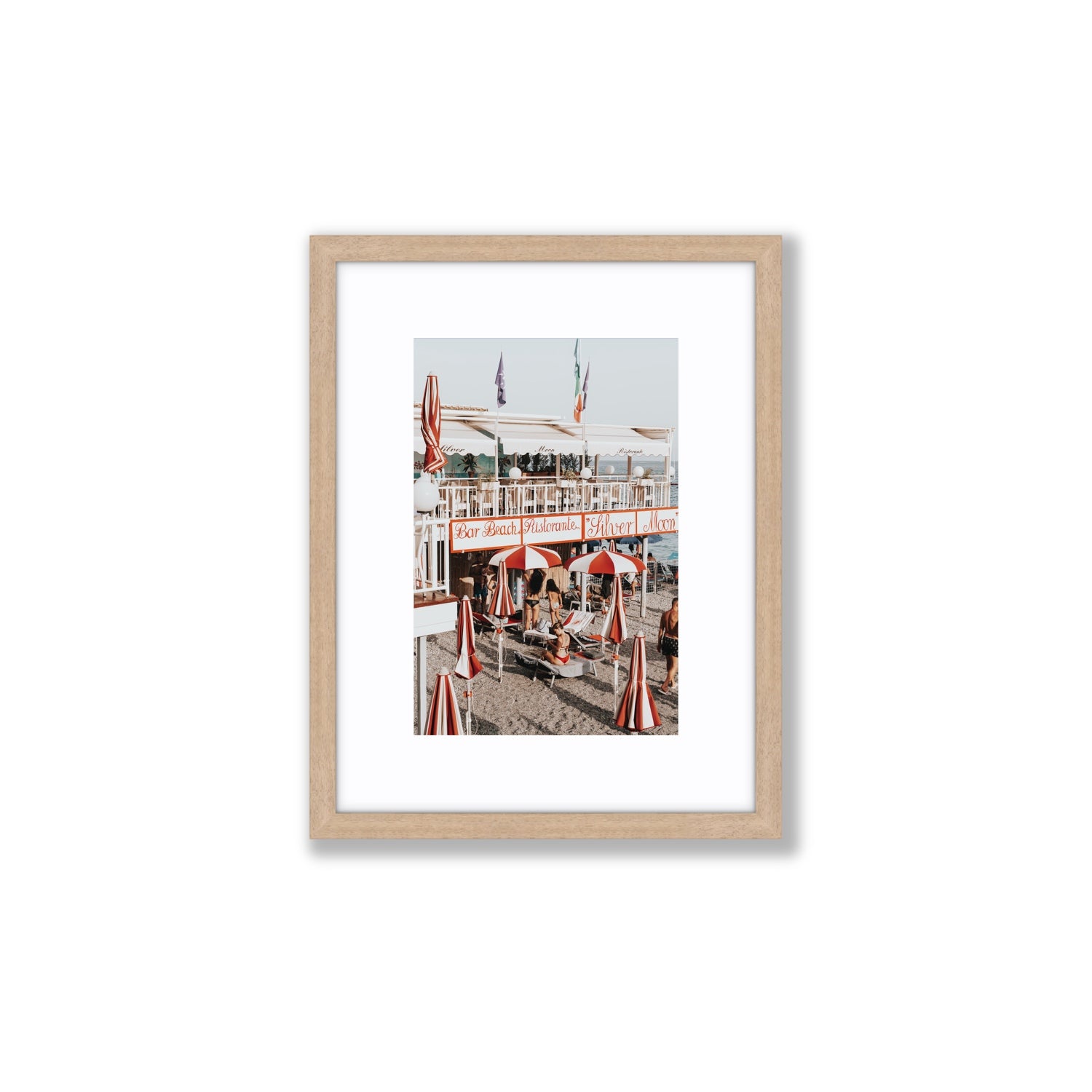 Vintage Amalfi Amalfi Mediterranean wall art Small fine art print in natural oak frame with matboard