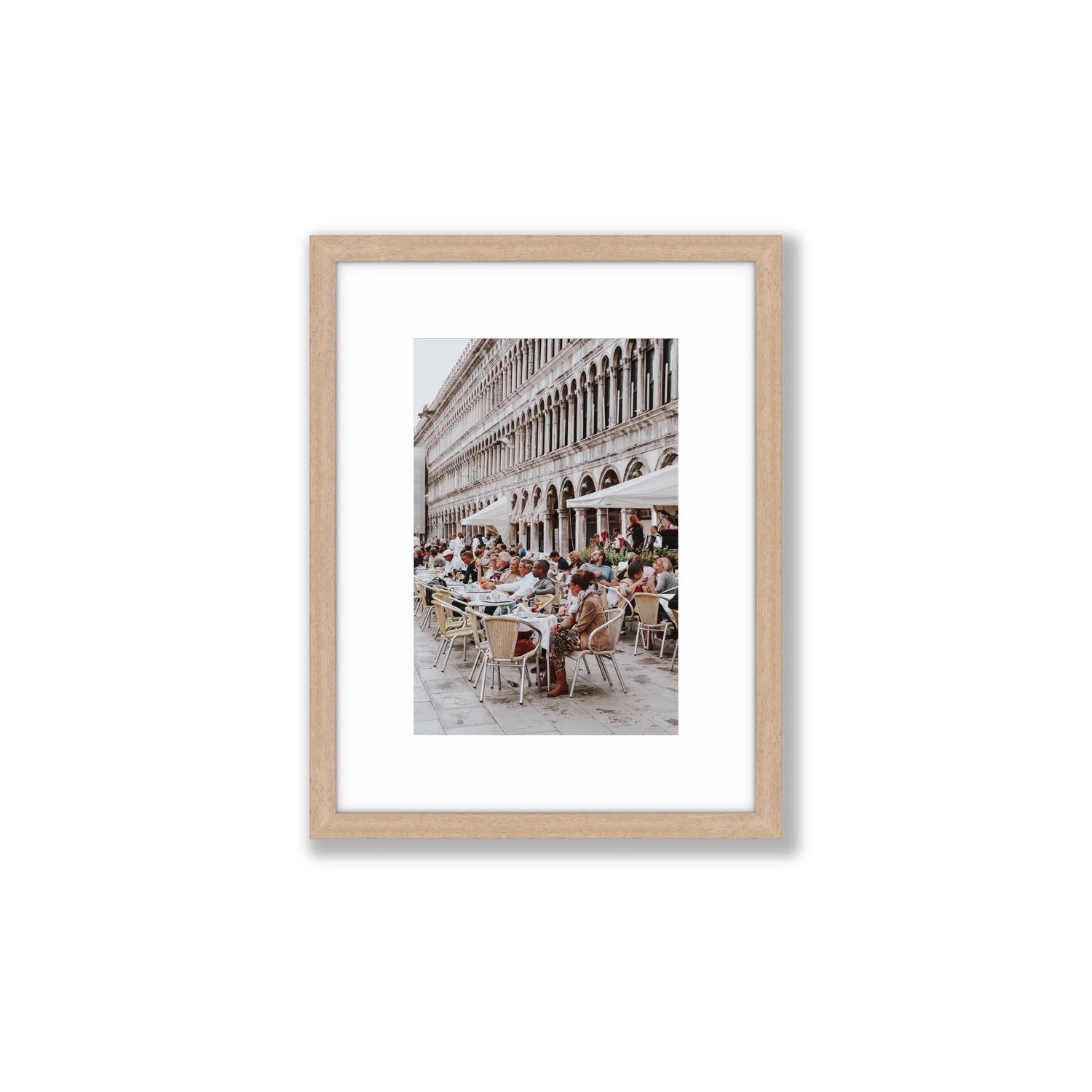 Lunchbreak Venice Italian wall art Small fine art print in natural oak frame with matboard
