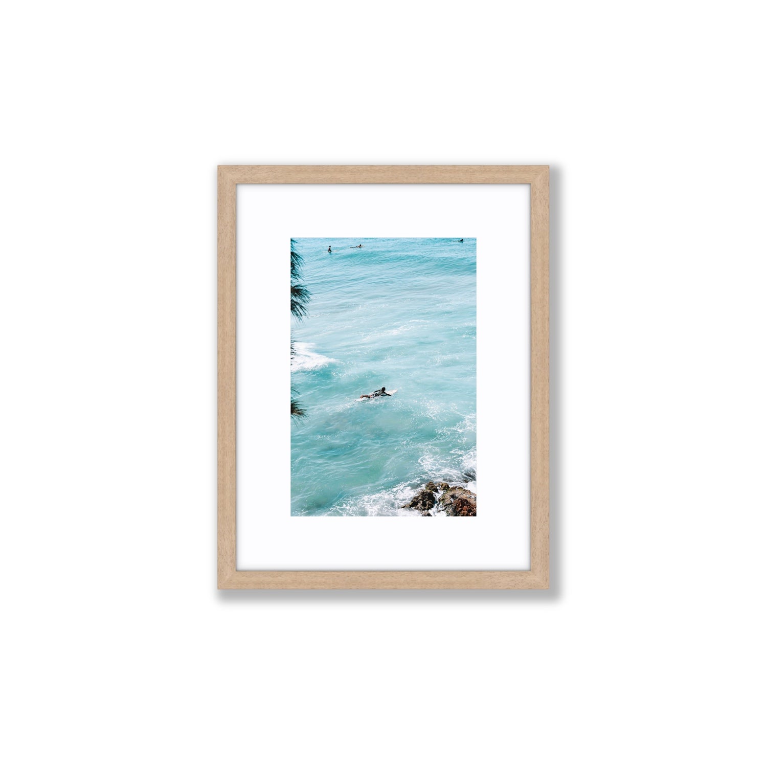 Blue Crush fine art print, Byron Bay, Australia, Small, Natural Oak Frame · Matboard, Fine Art Print