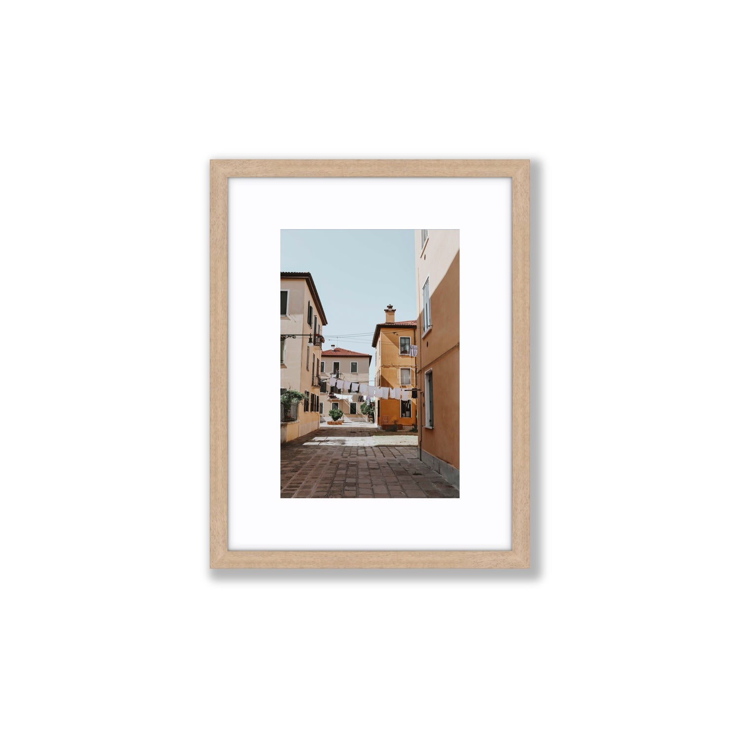 Terraferma Venice Italian wall art Small fine art print in natural oak frame with matboard