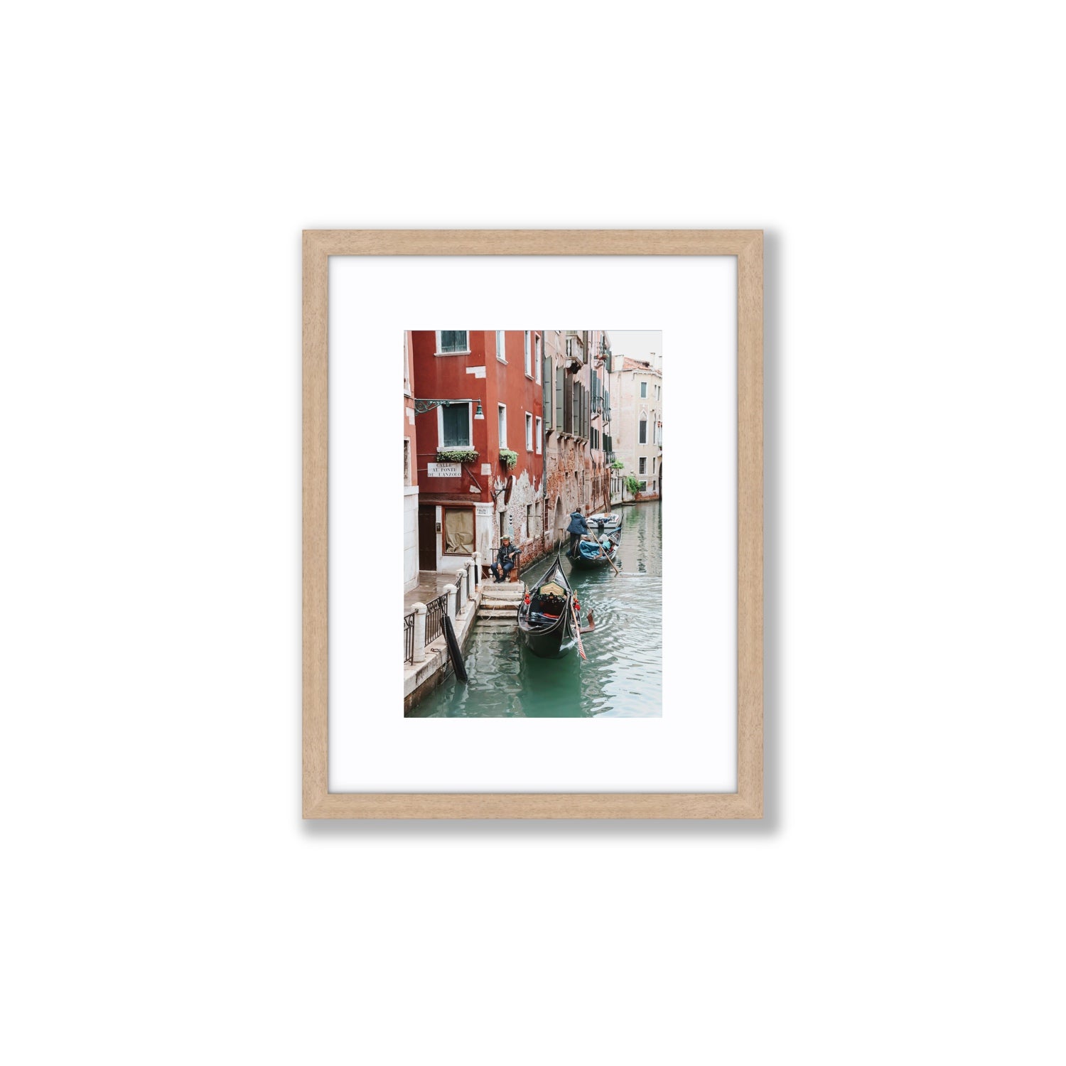 The Merchant Venice Canal Italian wall art Small fine art print in natural oak frame with matboard