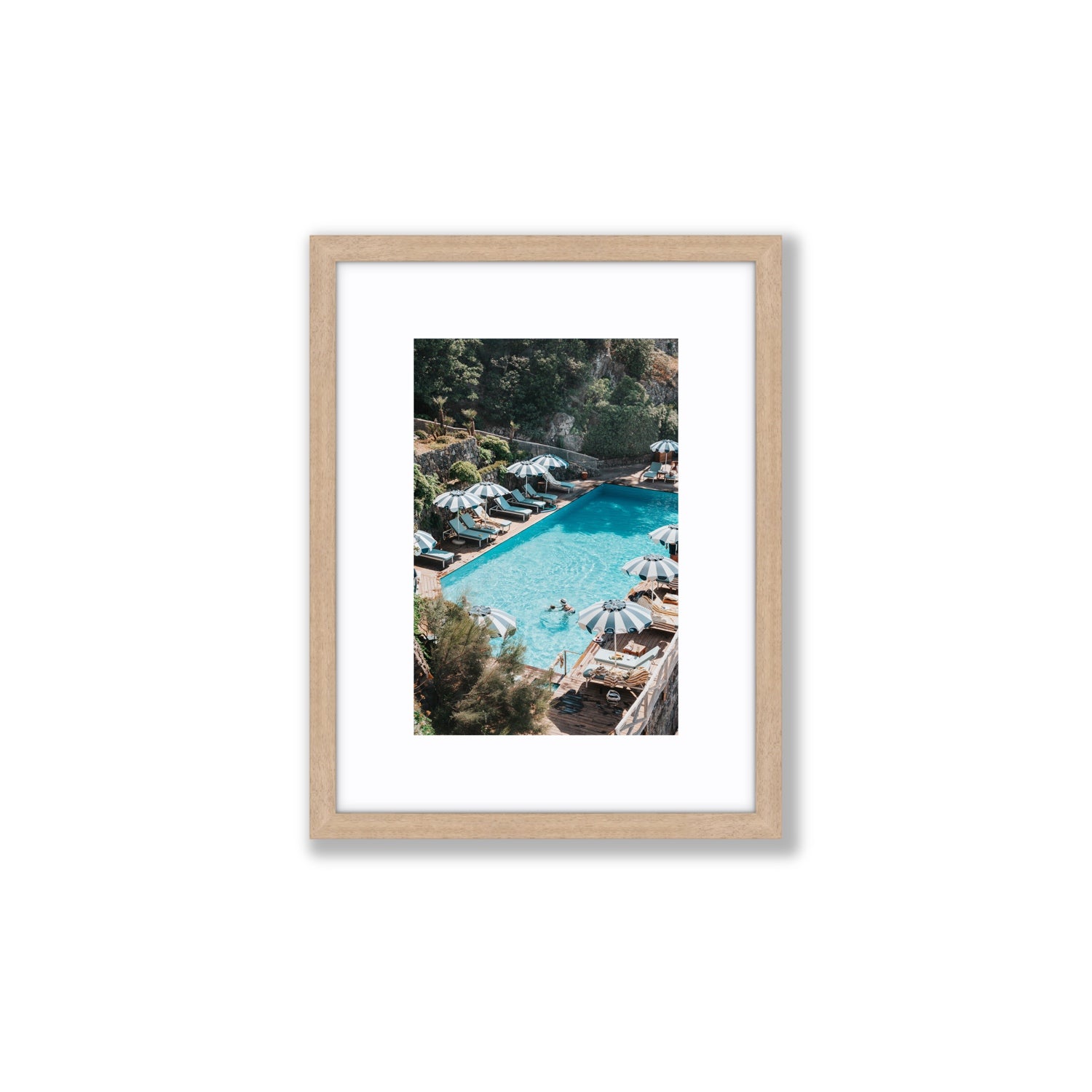 Poolside Paradise fine art print, Ischia, Italy, Small, Natural Oak Frame · Matboard, Fine Art Print