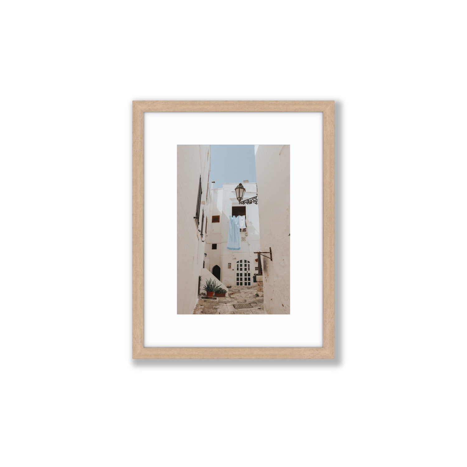 Laundry Day fine art print, Puglia, Italy, Small, Natural Oak Frame · Matboard, Fine Art Print