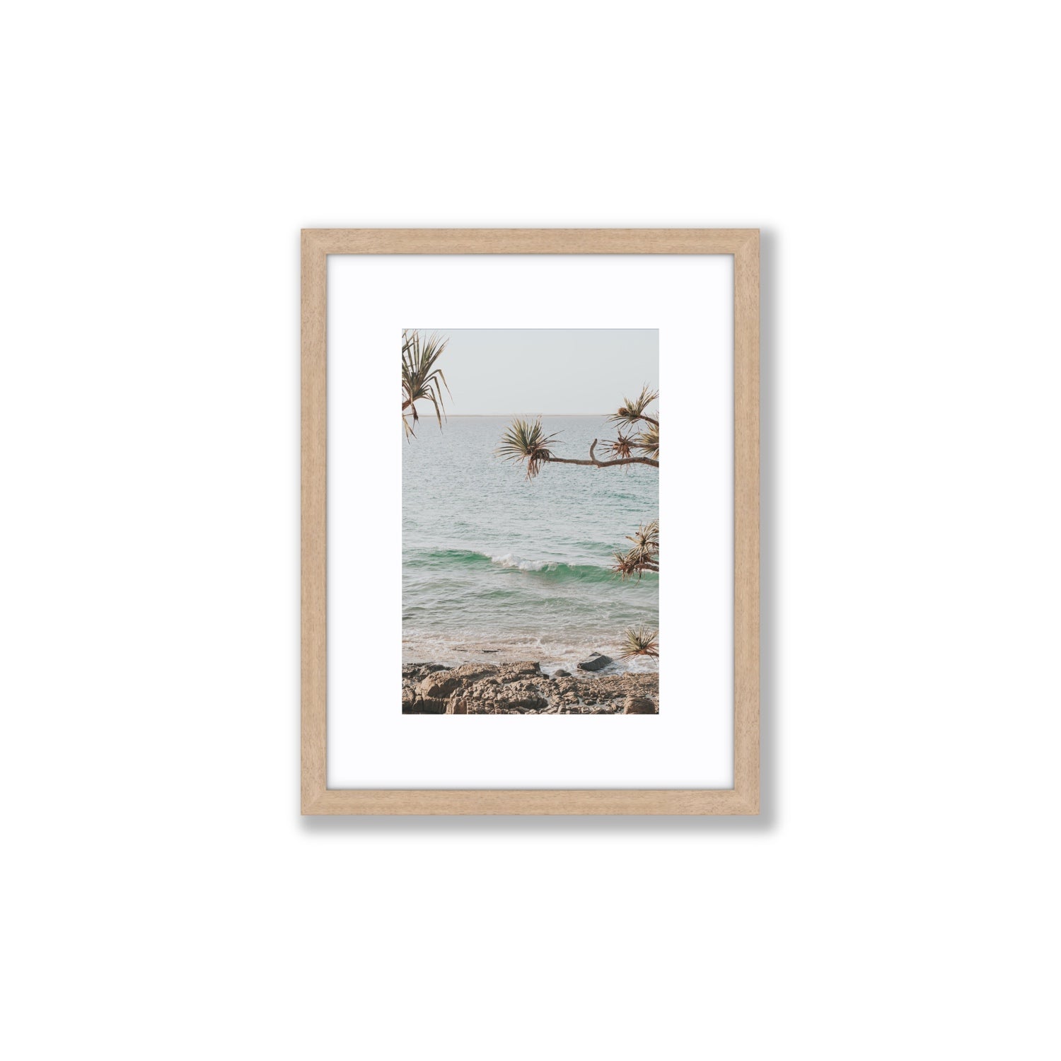 Good Vibrations fine art print, Noosa, Australia, coastal scenes artwork, Small, Natural Oak Frame · Matboard, Fine Art Print