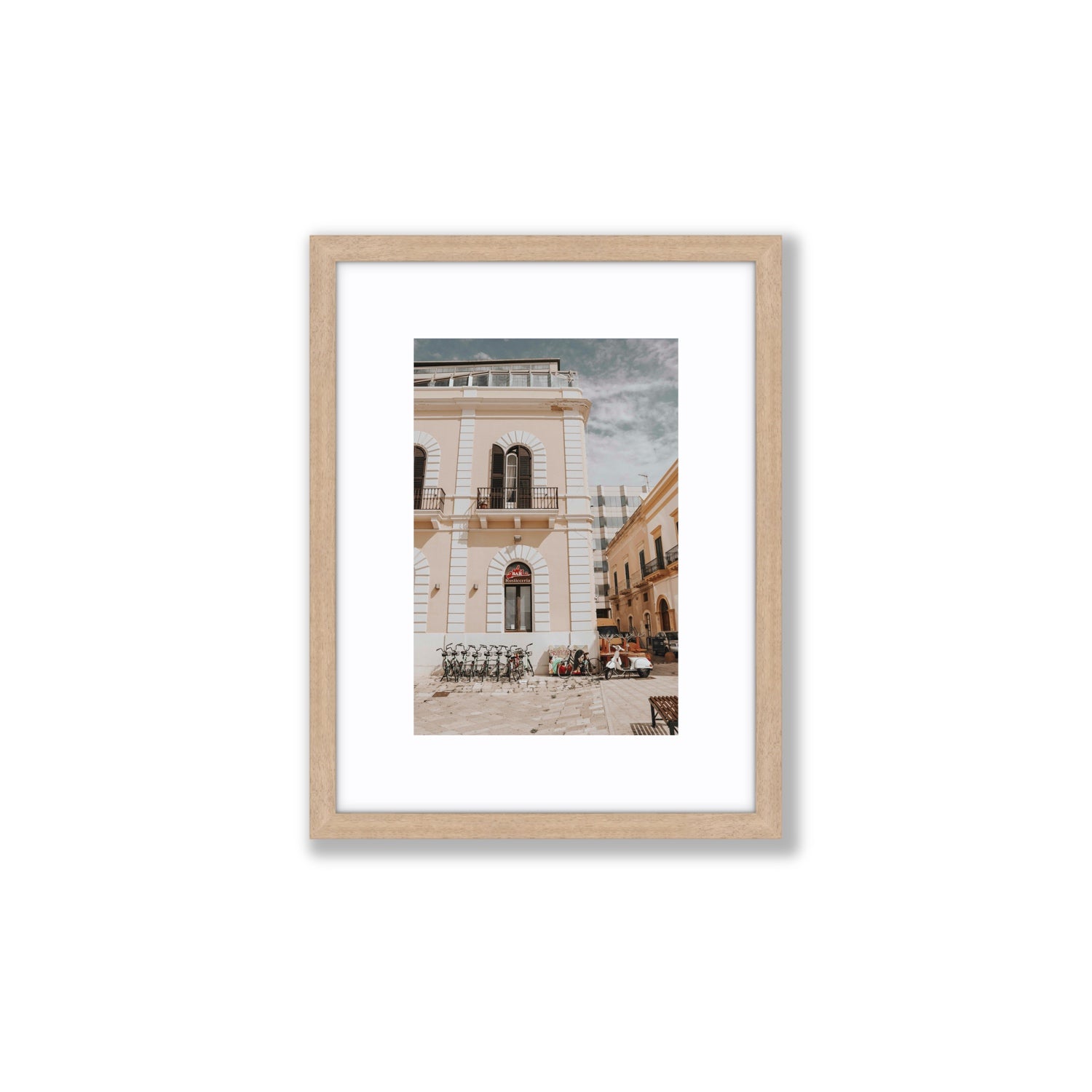 Rosticceria Puglia Italian wall art Small fine art print in natural oak frame with matboard