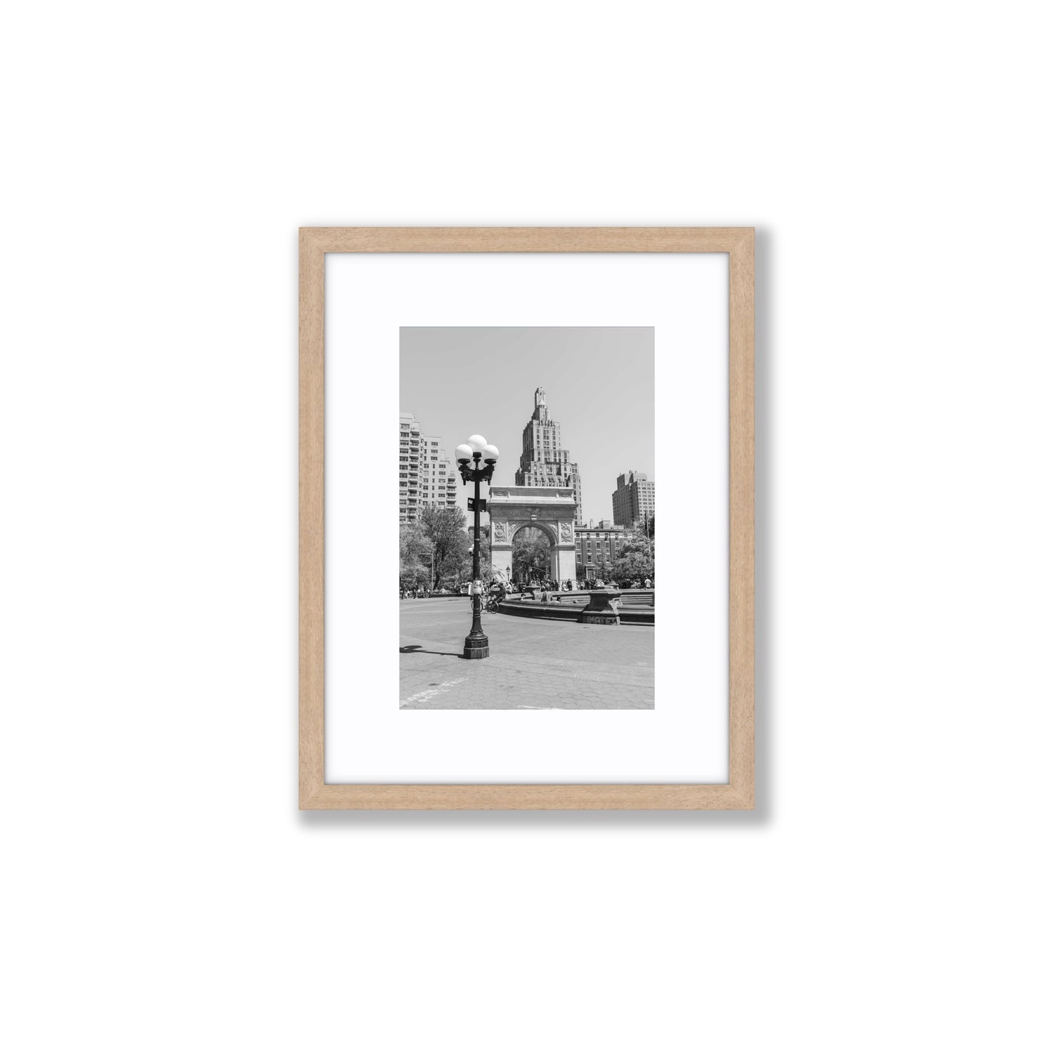 Pole Position New York NYC Black & White wall art Small fine art print in natural oak frame with matboard